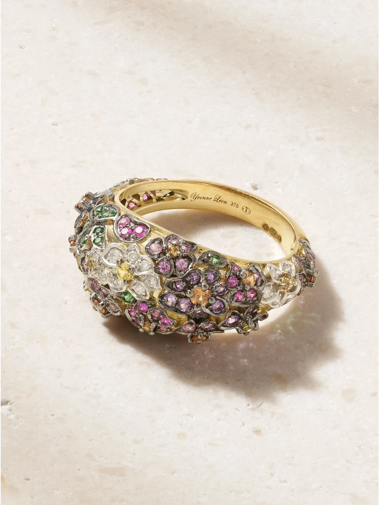Bague Dôme mini 9-karat yellow and white gold multi-stones ring Multi - 1