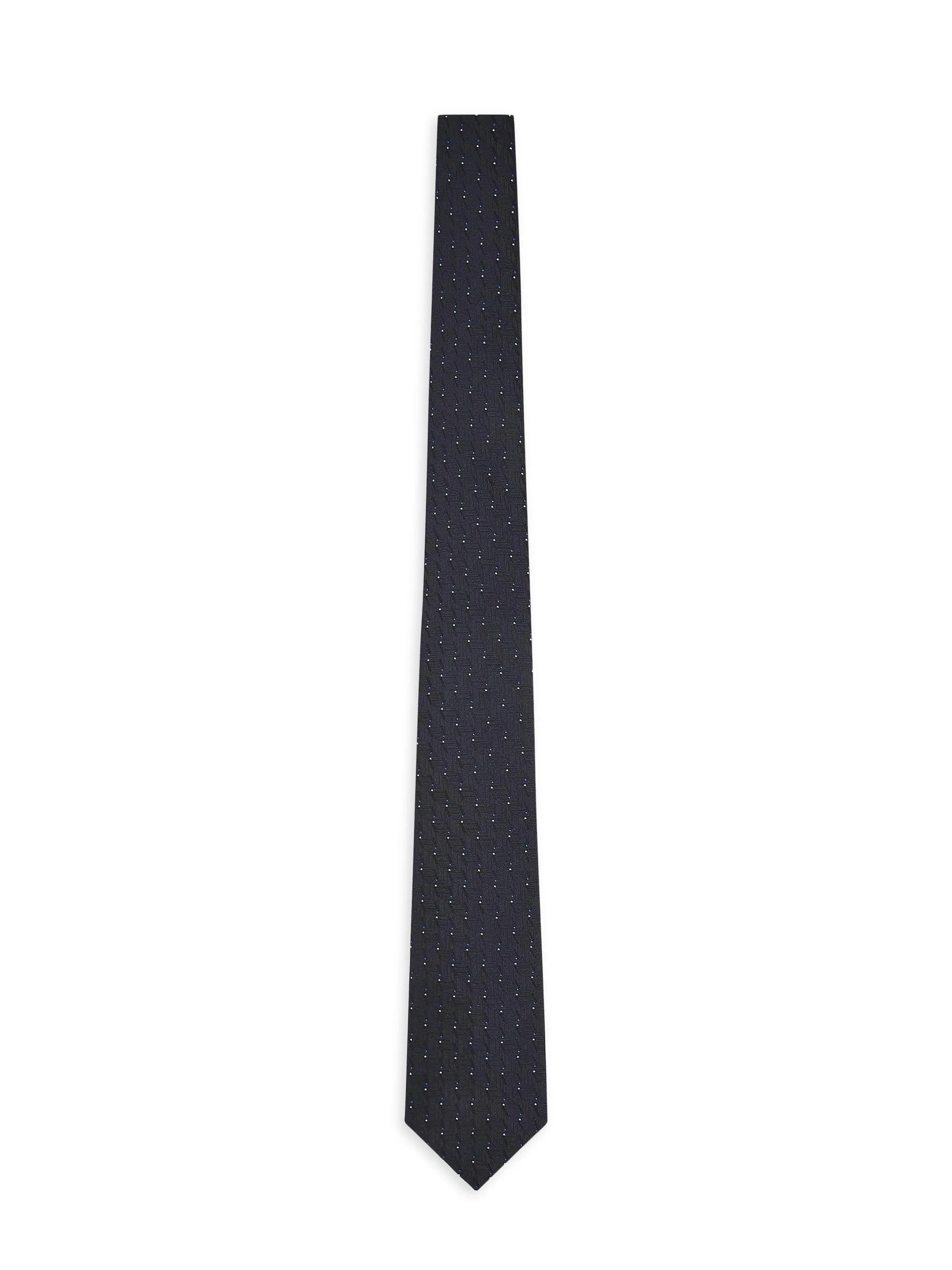 Men's Embroidered Stairstep Silk Tie - Blue Navy - 1