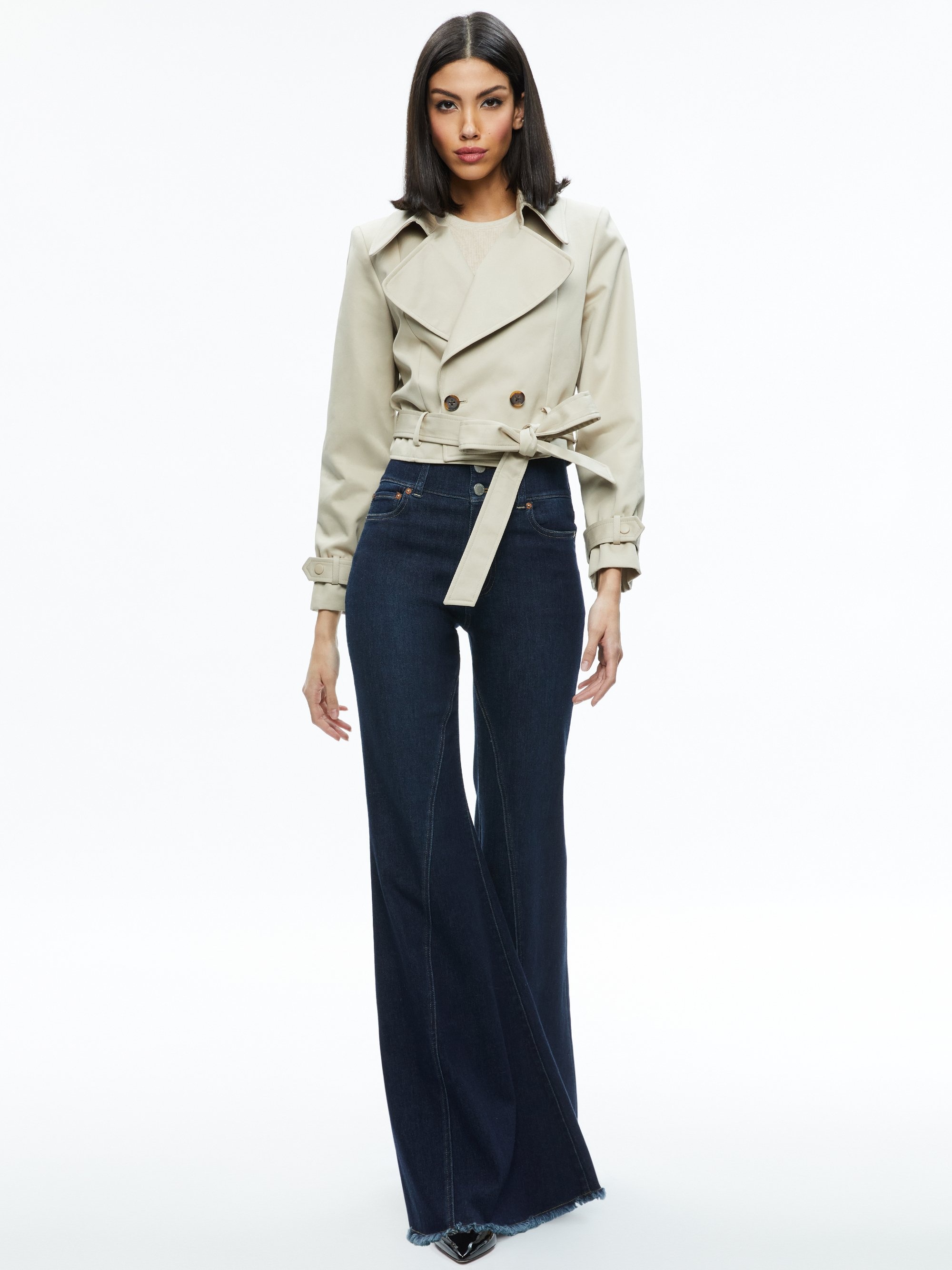 HAYLEY CROPPED TRENCH COAT WITH BELT - 6