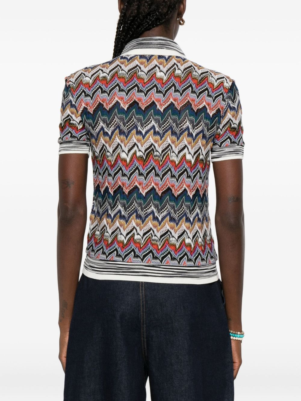 zigzag-knit polo shirt - 4