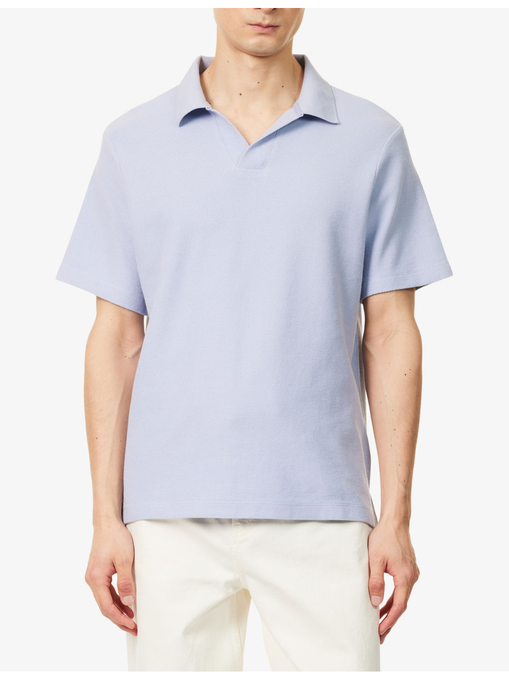 Jacquard short-sleeve cotton-jersey polo shirt - 3
