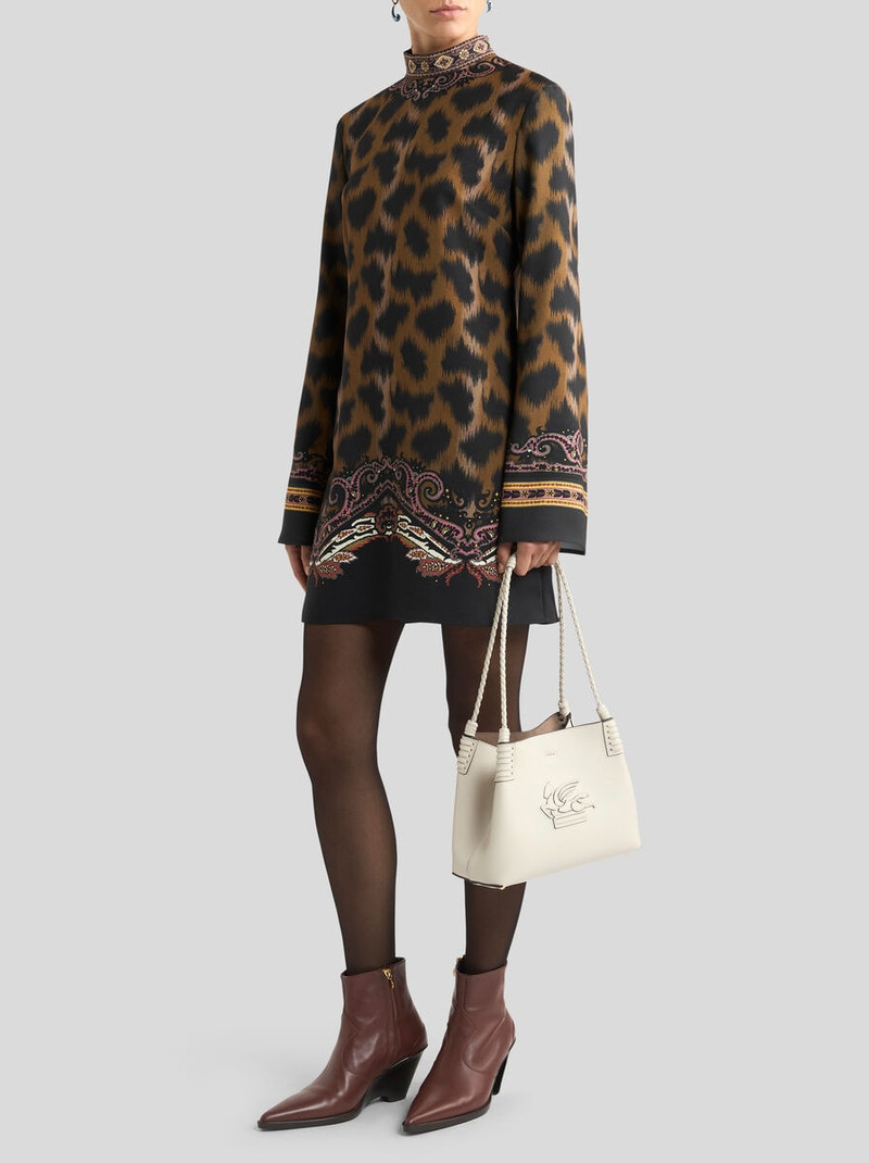 Etro MINI TUNIC DRESS IN ENVERS SATIN WITH ANIMAL MOTIF outlook