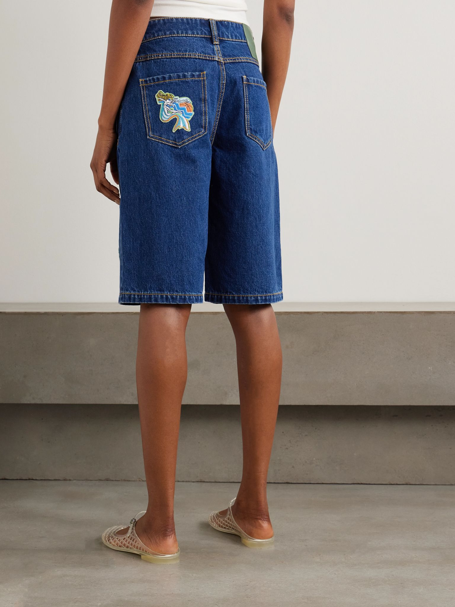 Speedy appliquéd denim shorts Dark denim - 4