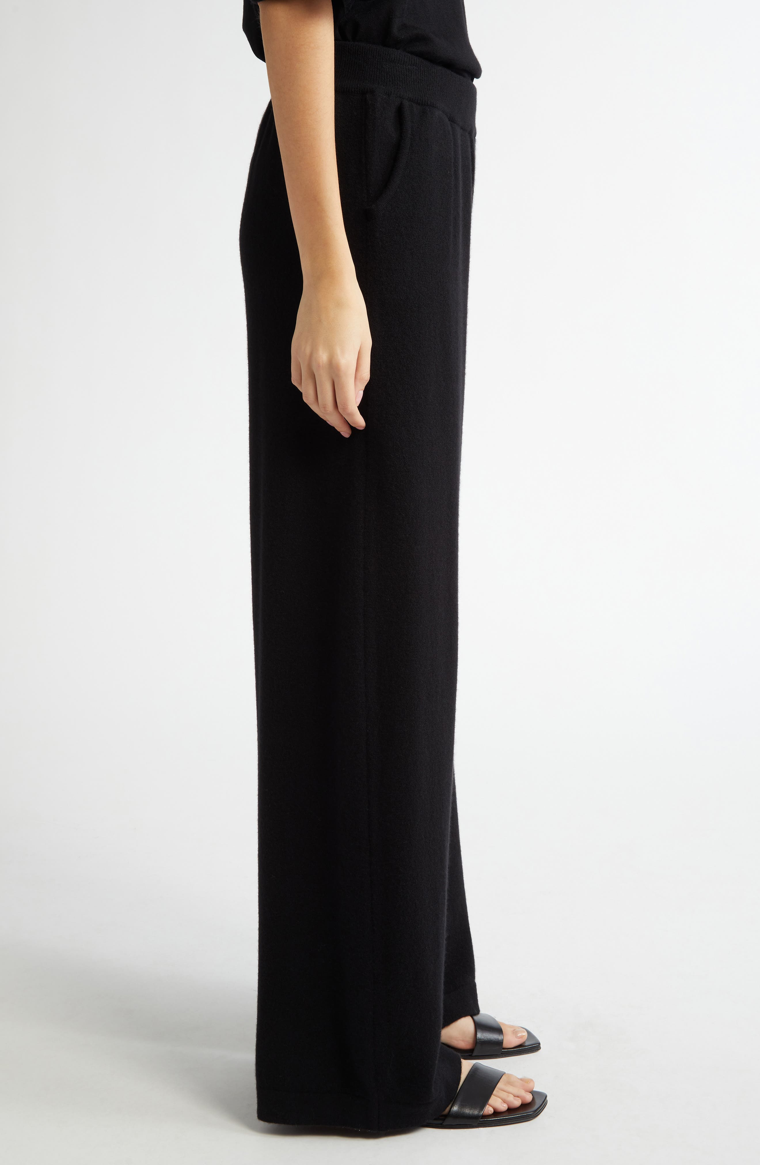 Johnstons of Elgin Performance High Waist Cashmere Blend Sweater Pants in Black at Nordstrom - 4
