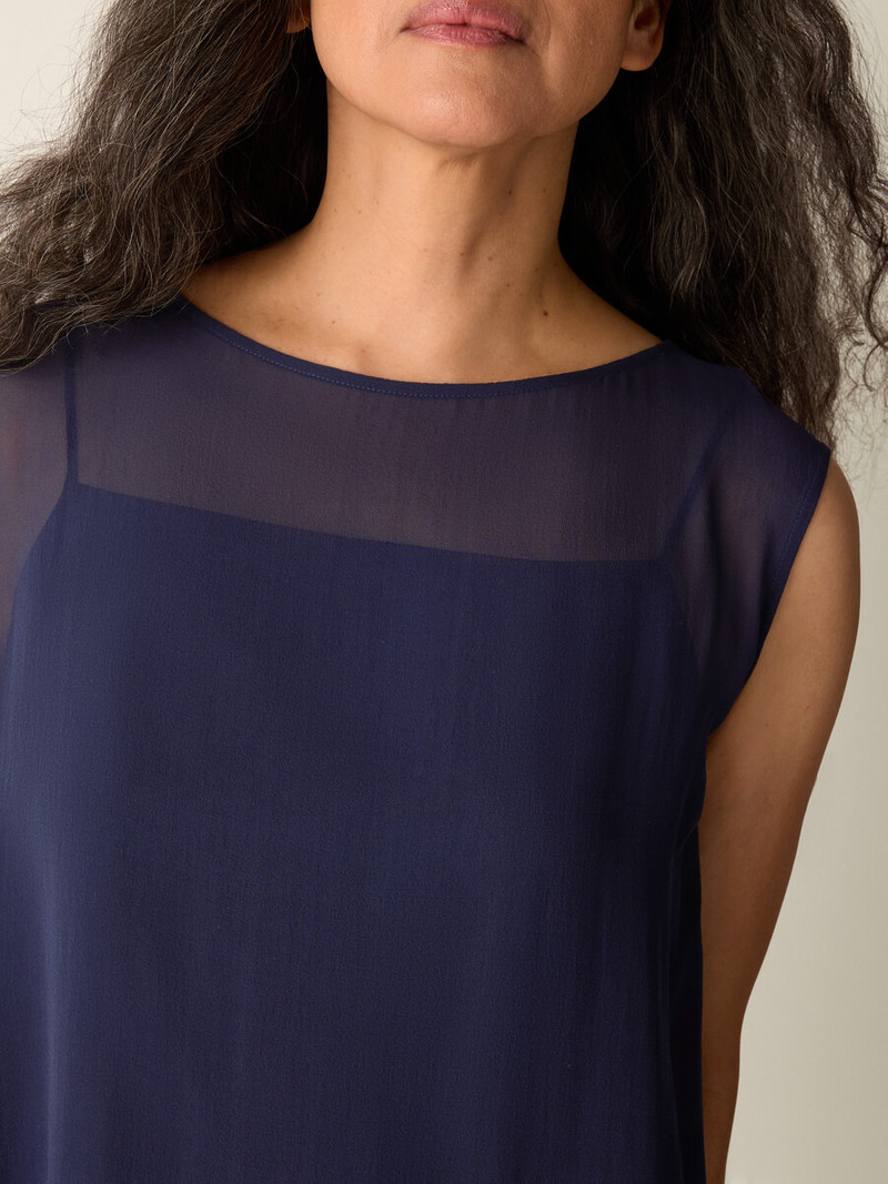 Sheer Silk Georgette Layered Dress 5
