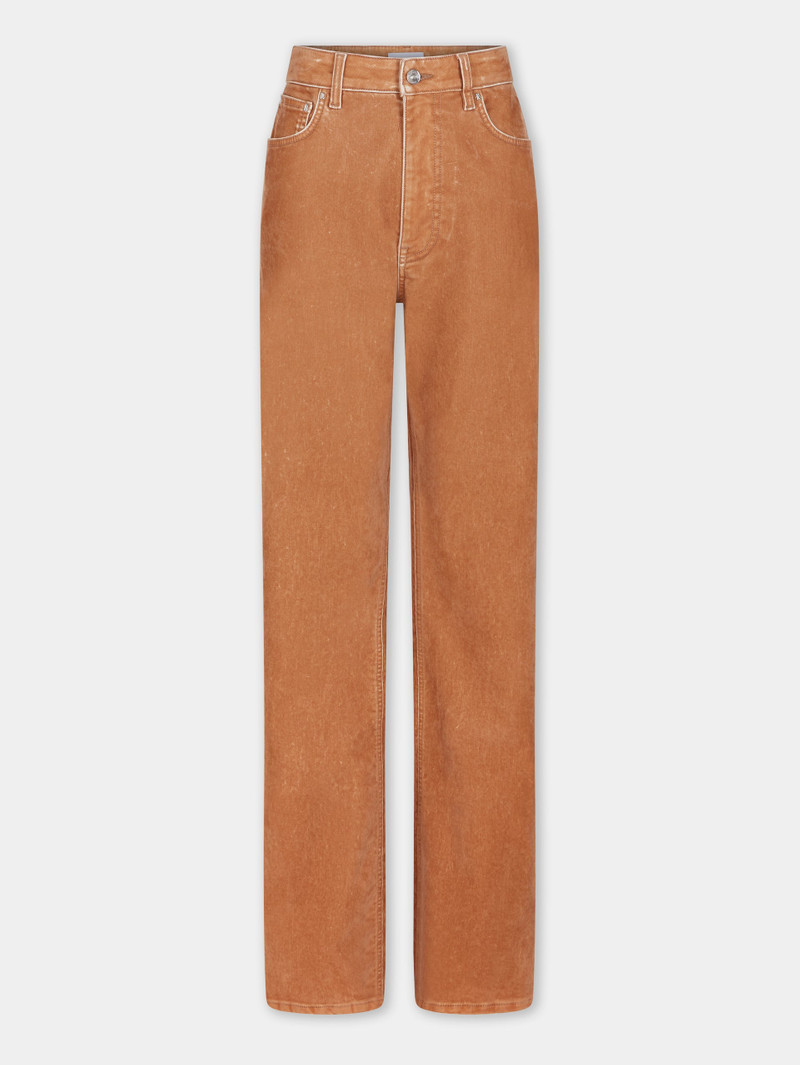 CARAMEL FLARED DENIM TROUSERS - 1