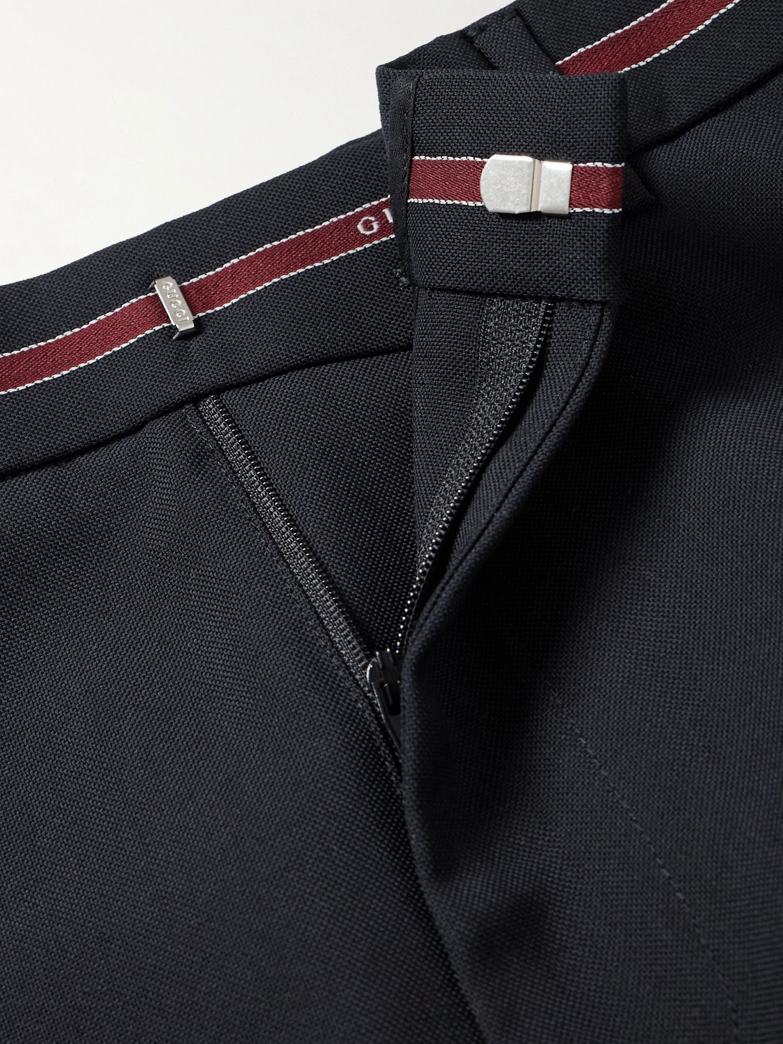 Lido Straight-Leg Logo Jacquard-Trimmed Grain de Poudre Wool Trousers Blue - 5