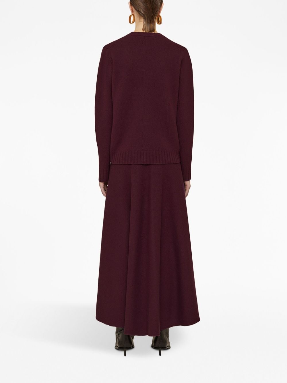 wool flared long skirt - 4