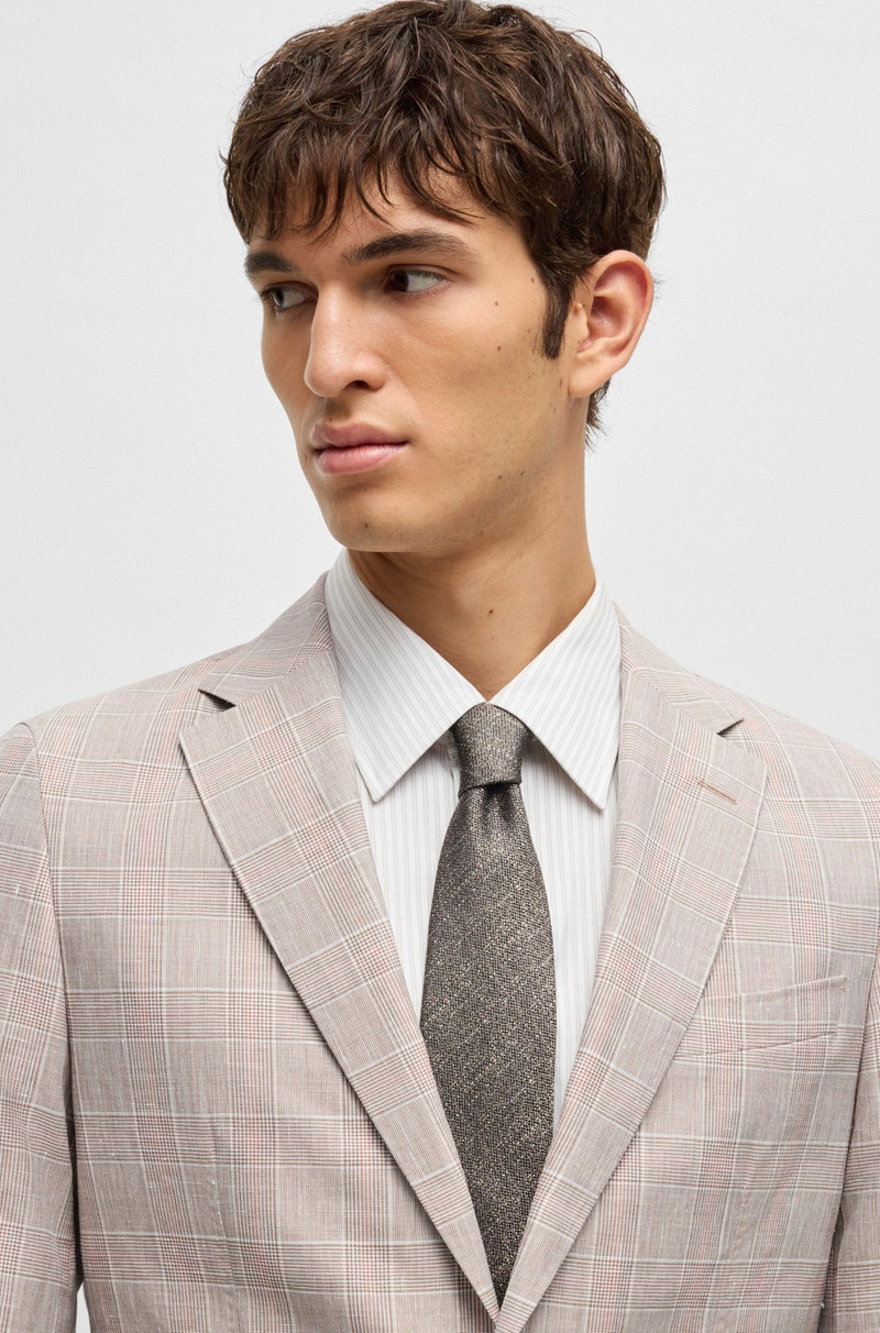 SLIM-FIT SUIT IN CHECKED WOOL, SILK AND LINEN 4