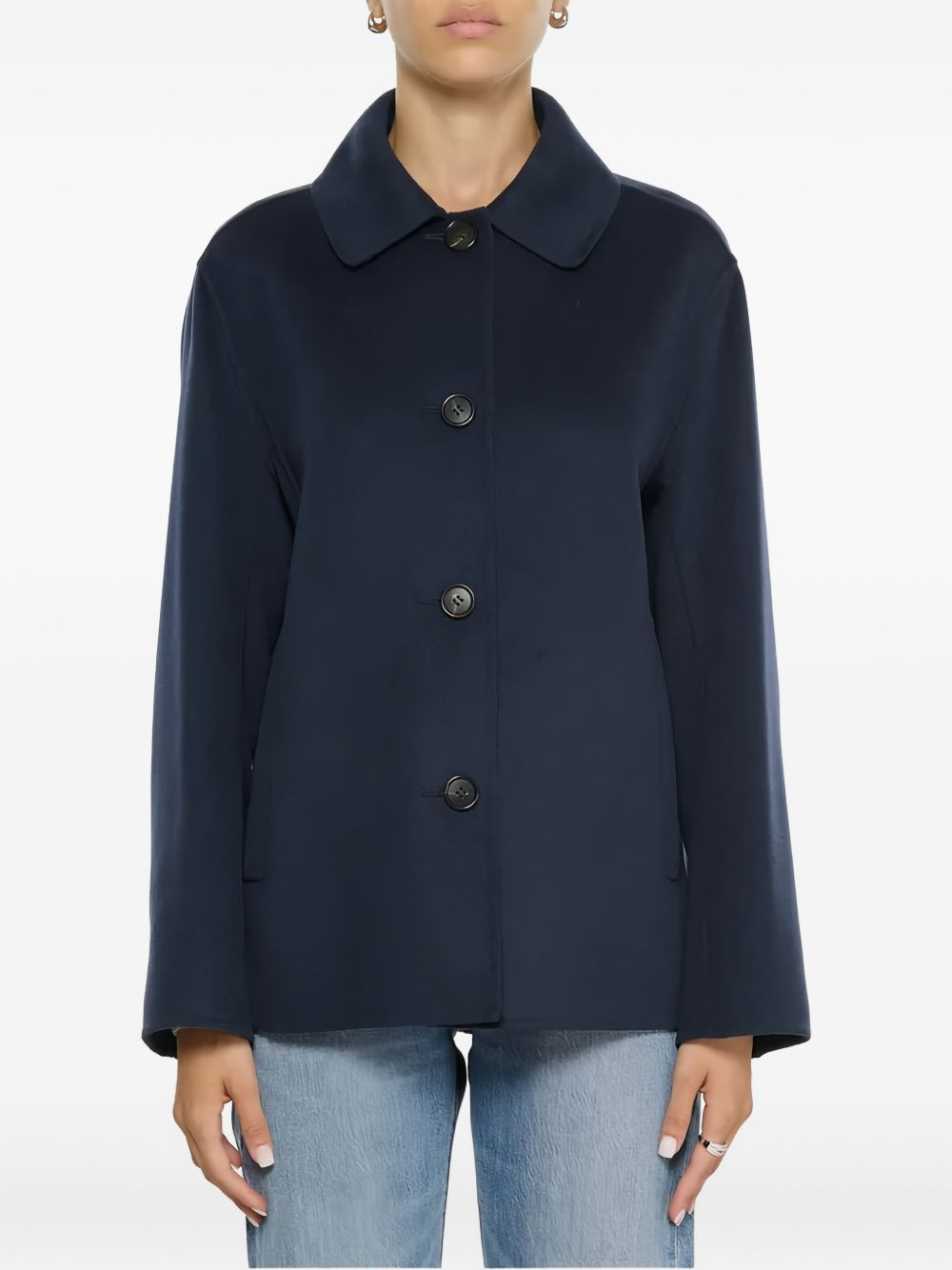 button-fastening collared jacket - 3