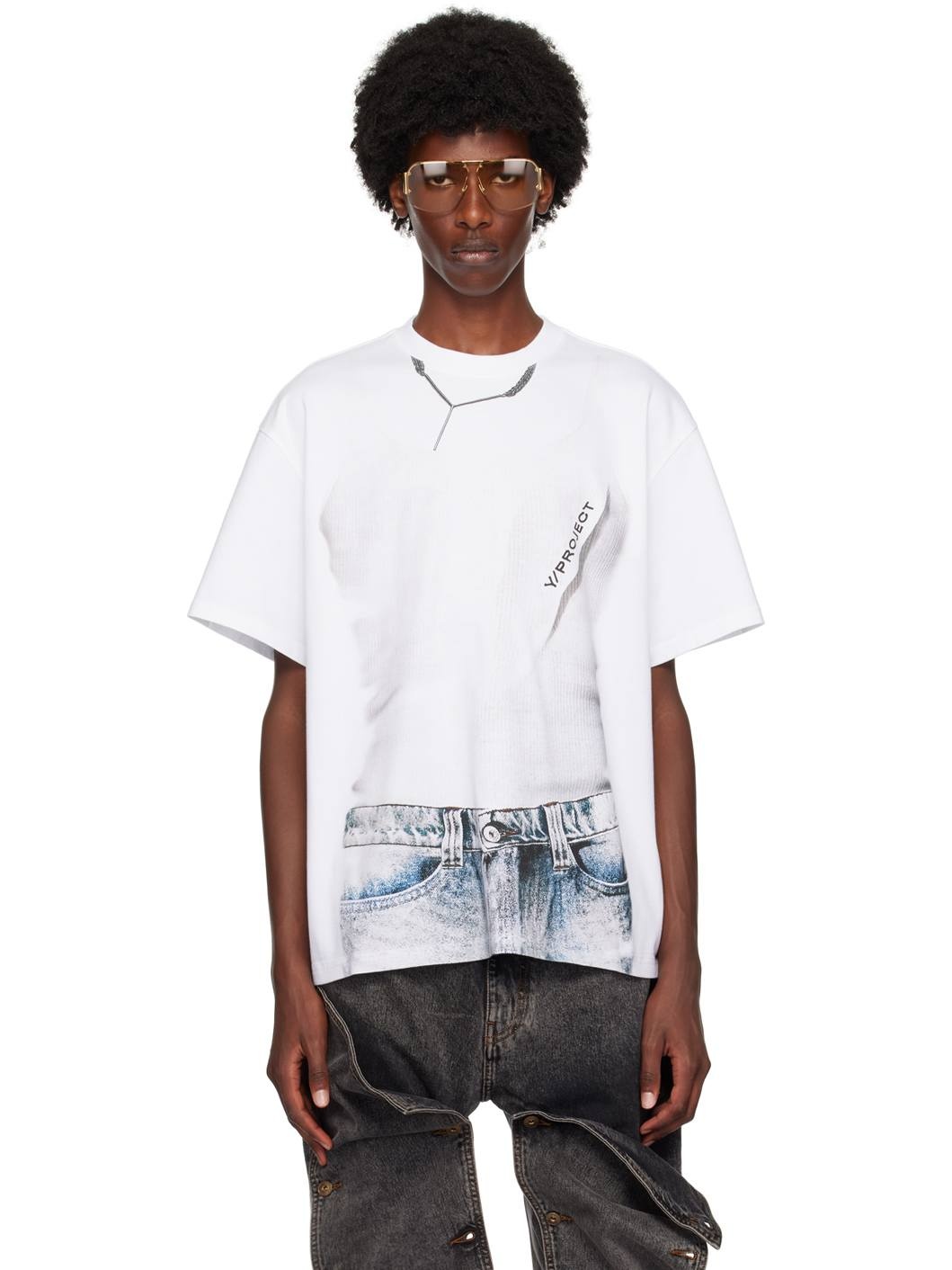 White Trompe-L'œil T-Shirt - 1