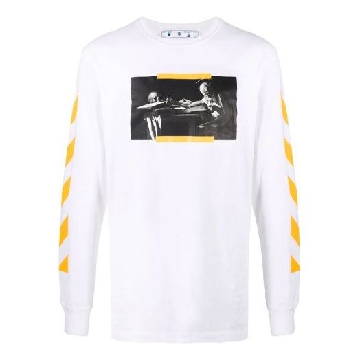 Men's Off-White FW21 Caravaggio Painting Long Sleeves White T-Shirt OMAB001F21JER0040184 - 1