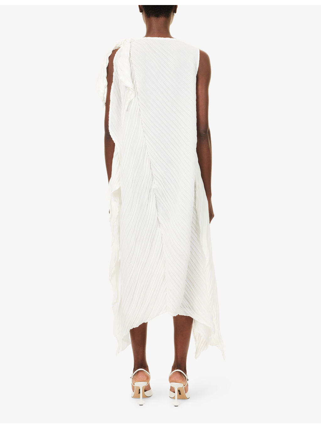 Wrinkled And Twisted Asymmetric Knitted Midi Dress - 4