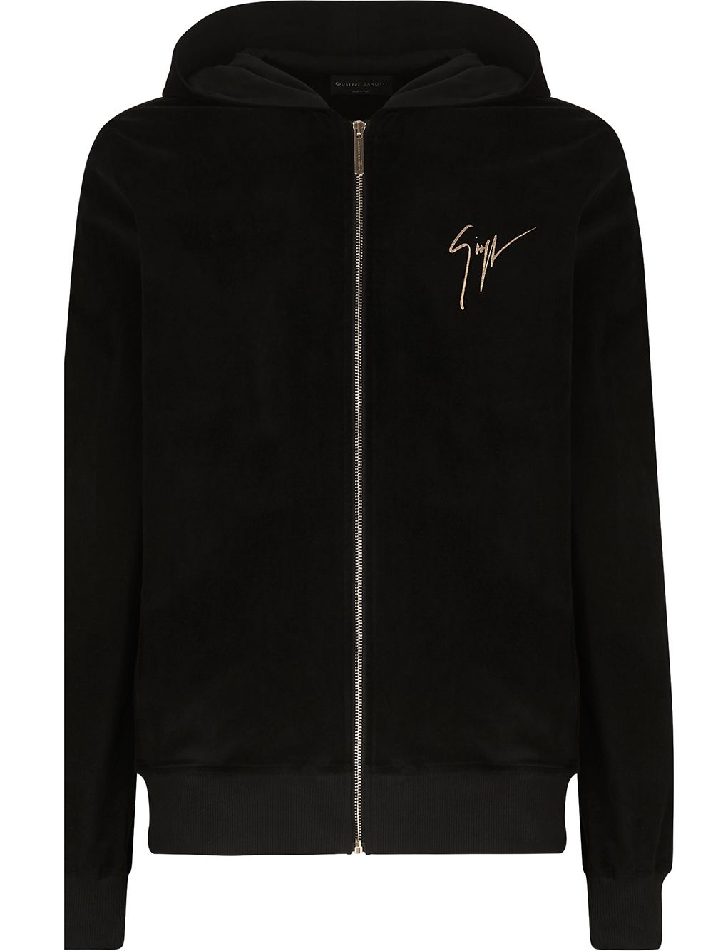 LR-08 logo-embroidered velvet hoodie - 1