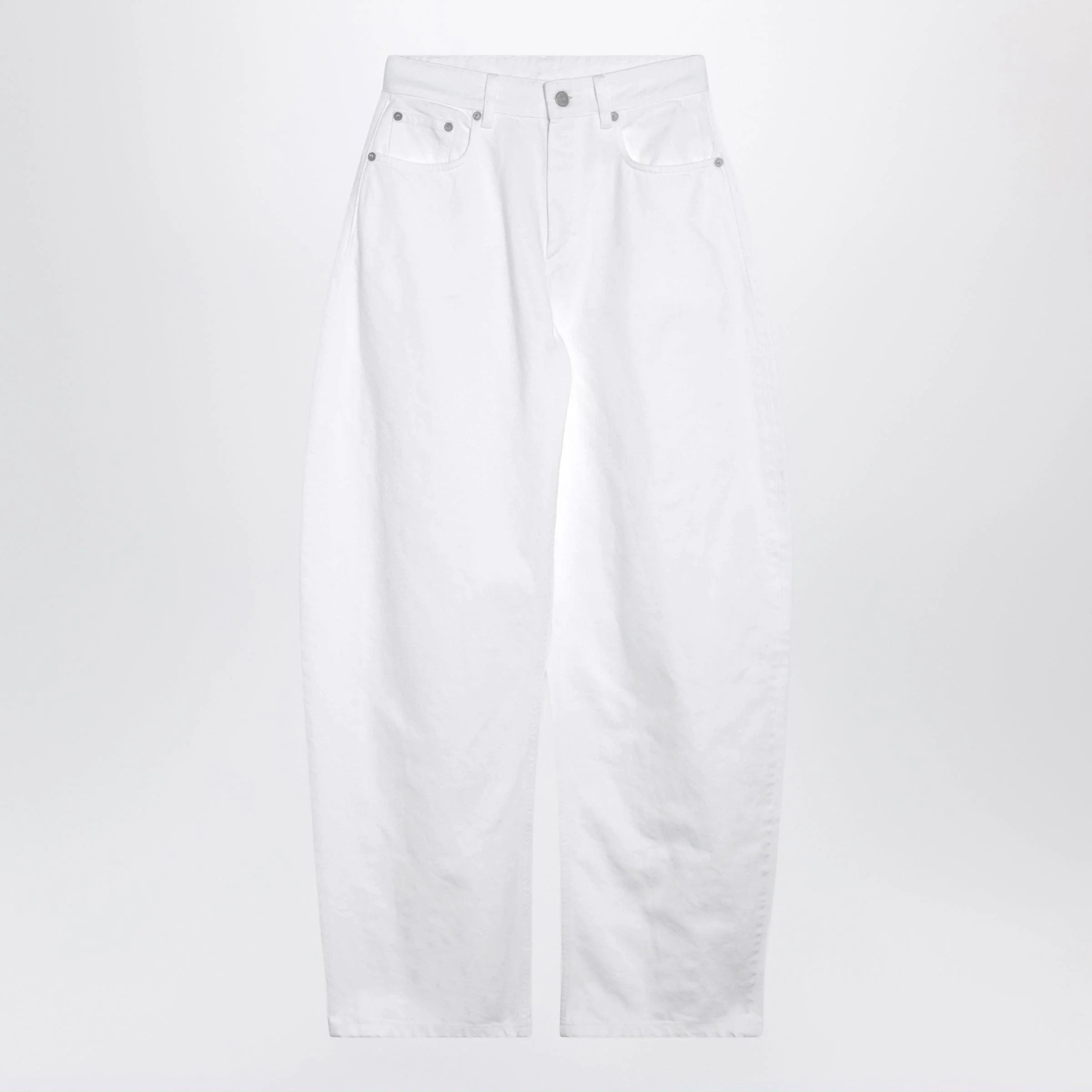 Alaia High-Waisted Curved-Leg White Denim Jeans Women - 1