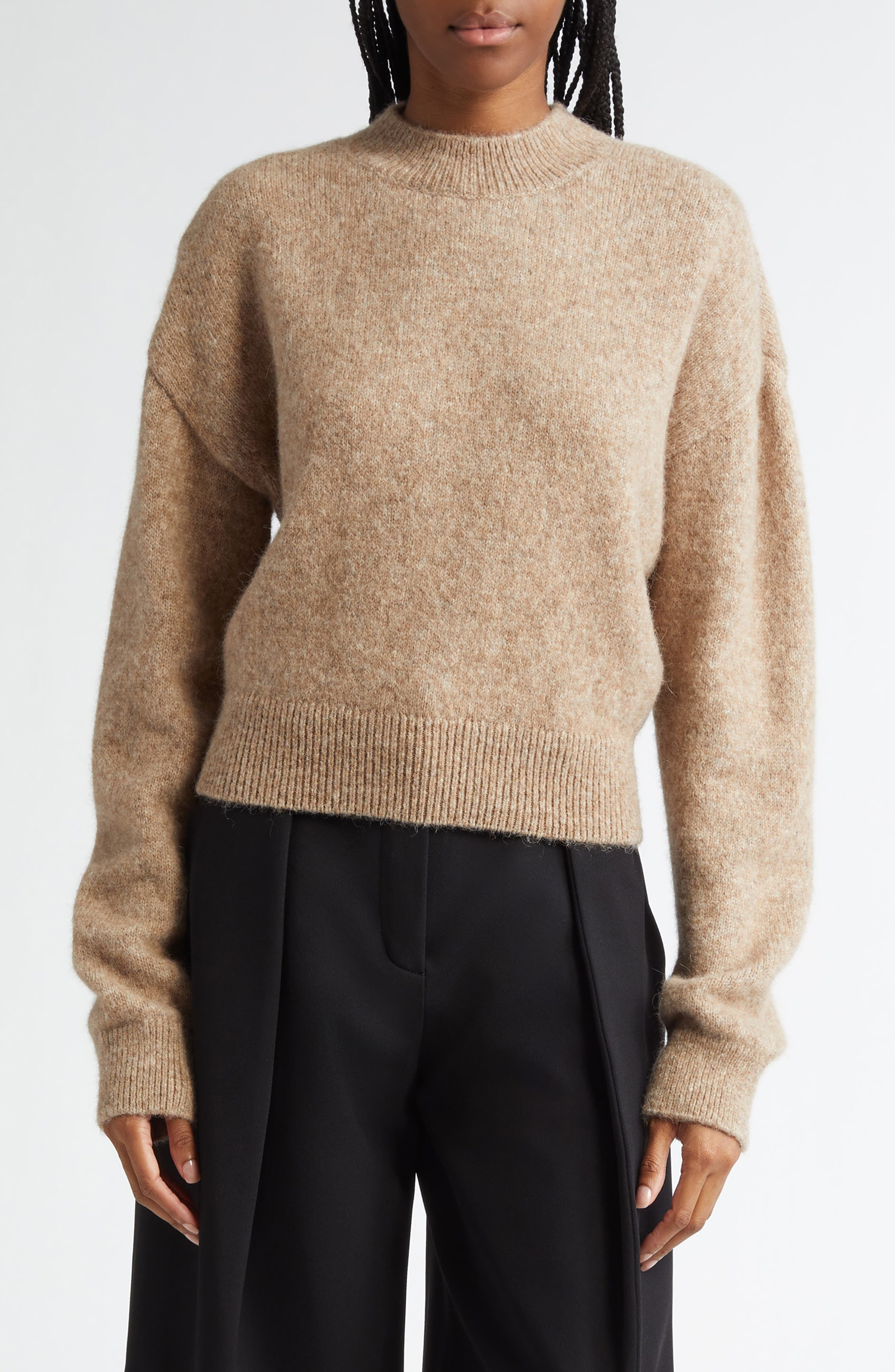 Jacquemus La Maille Logo Jacquard Alpaca & Merino Wool Blend Sweater in Beige at Nordstrom - 1