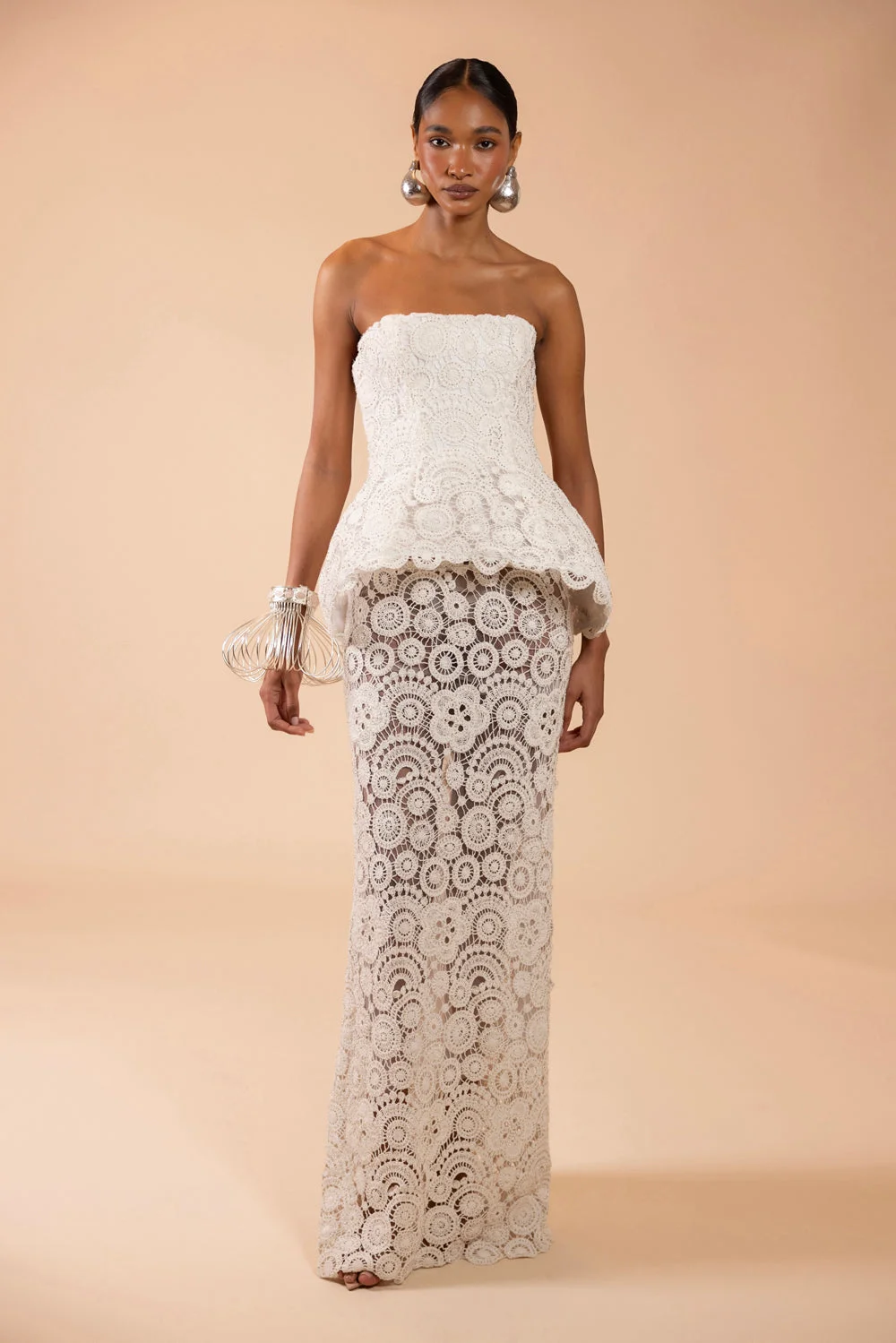 GAL EMBROIDERY PEPLUM MAXI DRESS (RUNWAY) - 1