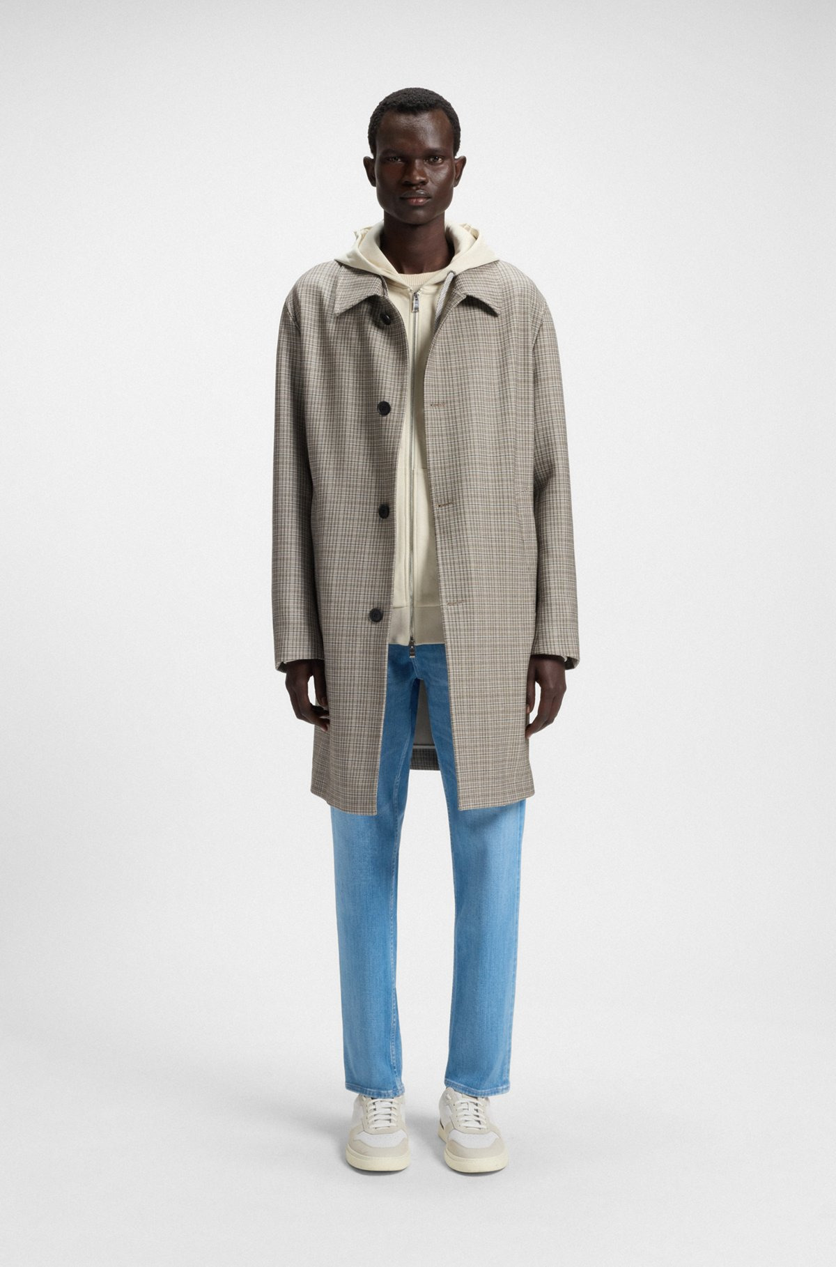 CLASSIC-FIT COAT WITH CHECK PATTERN - 4