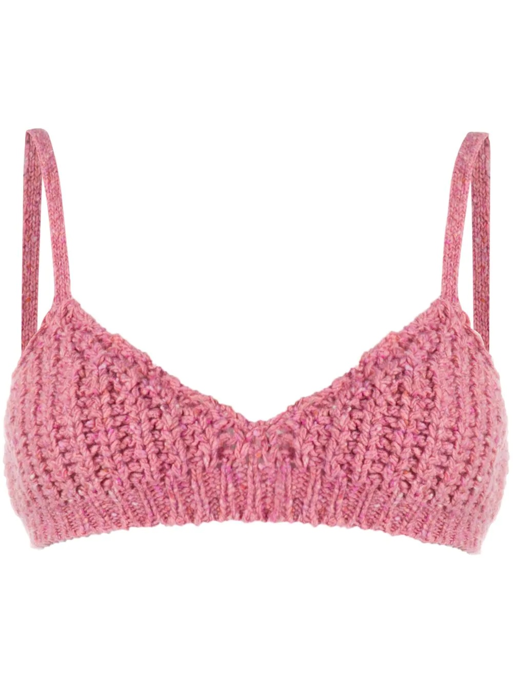 v-neck knitted crop top - 1