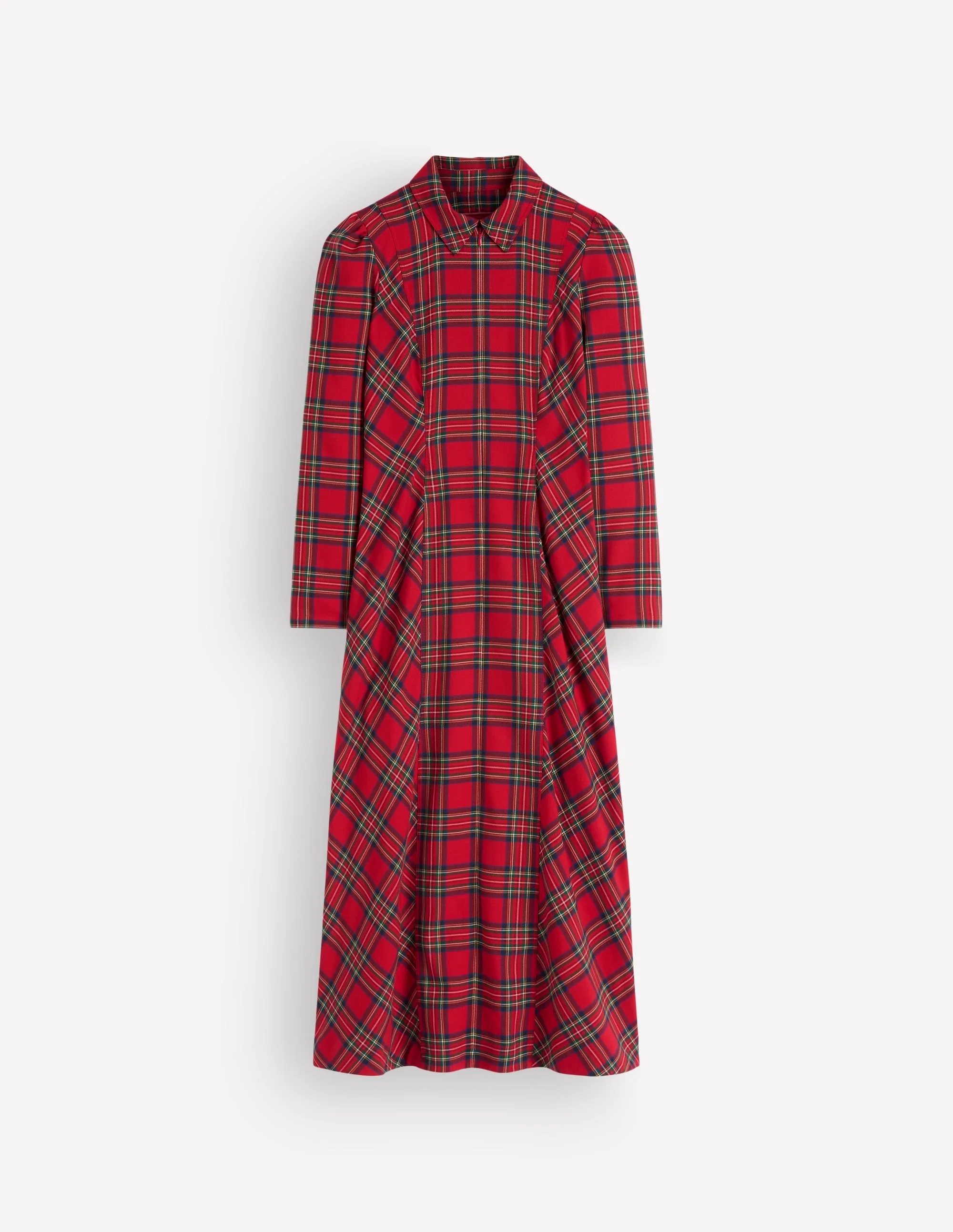Una Collared Check Midi Dress-Red, Blue and Green Check - 1