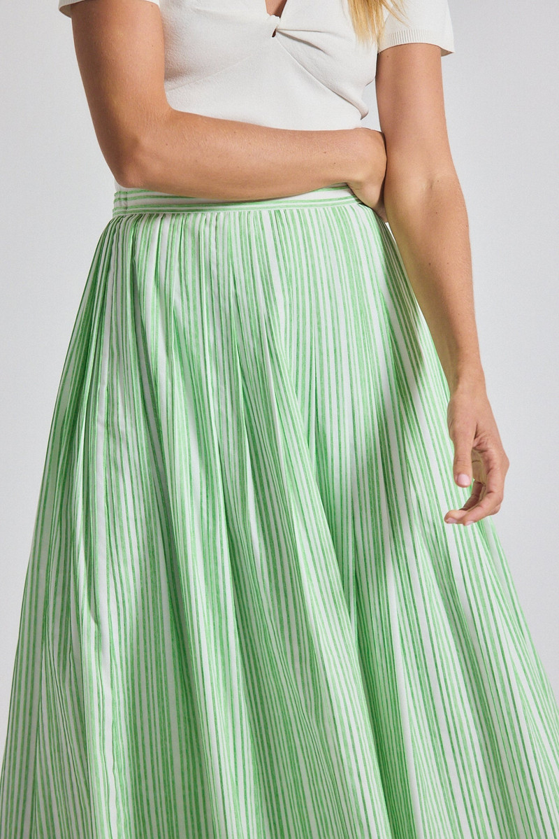 ALEXIA PINTUCK STRIPE SHIRTING PLEATED MAXI SKIRT 3