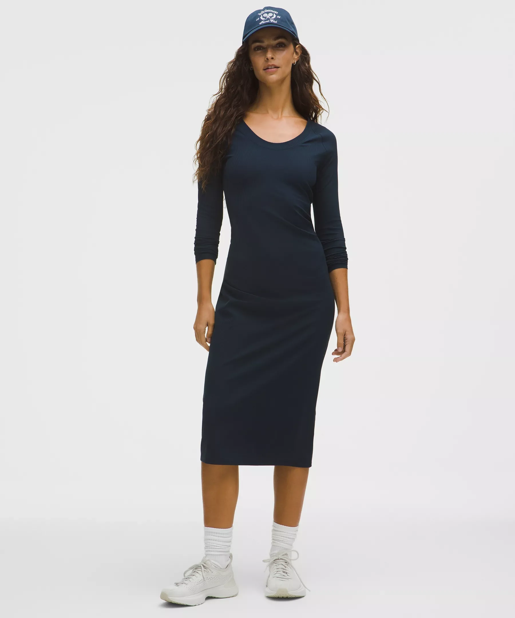 All Aligned Ribbed Long-Sleeve Midi Dress - 1
