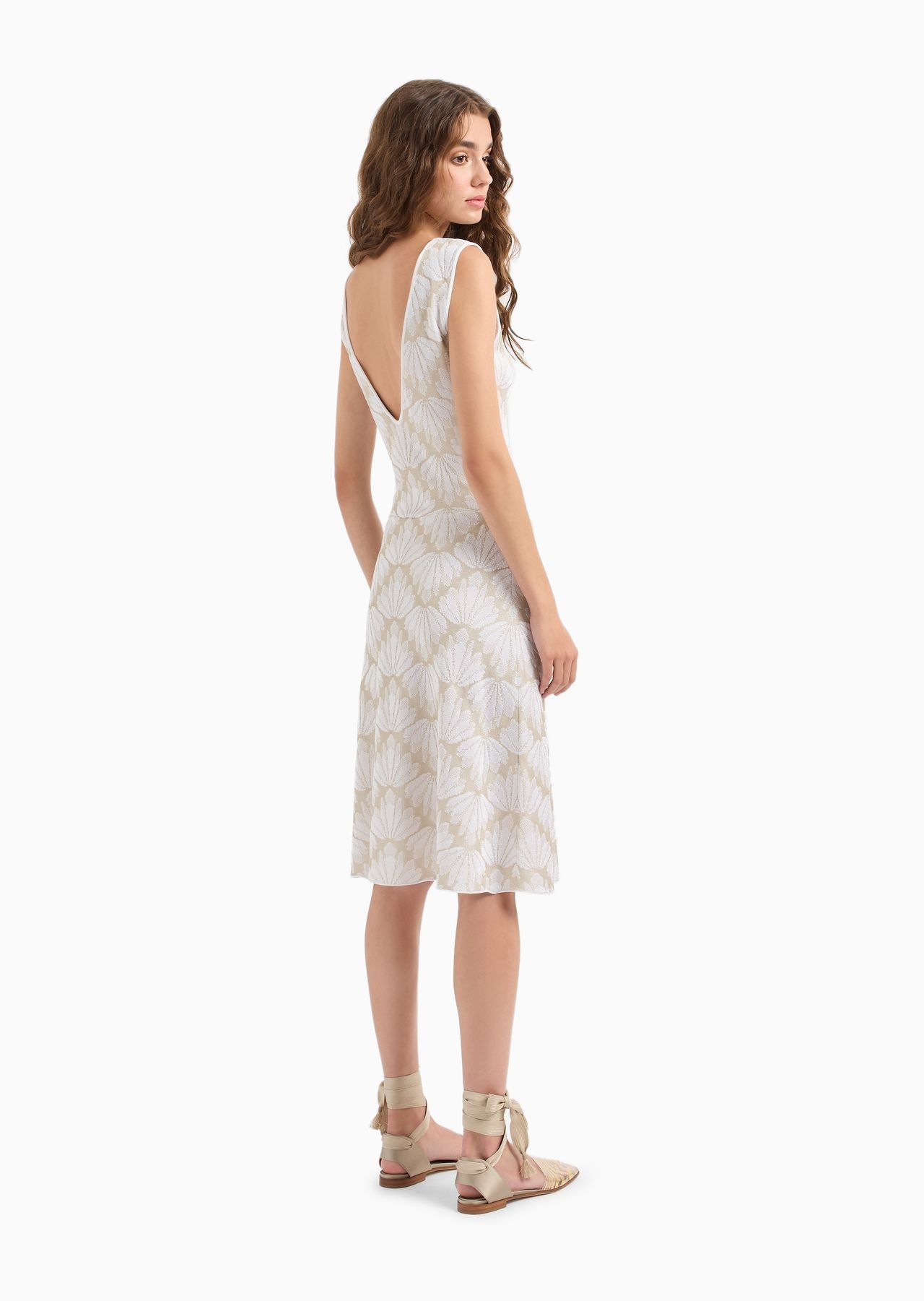 Palm tree design jacquard knit dress - 3