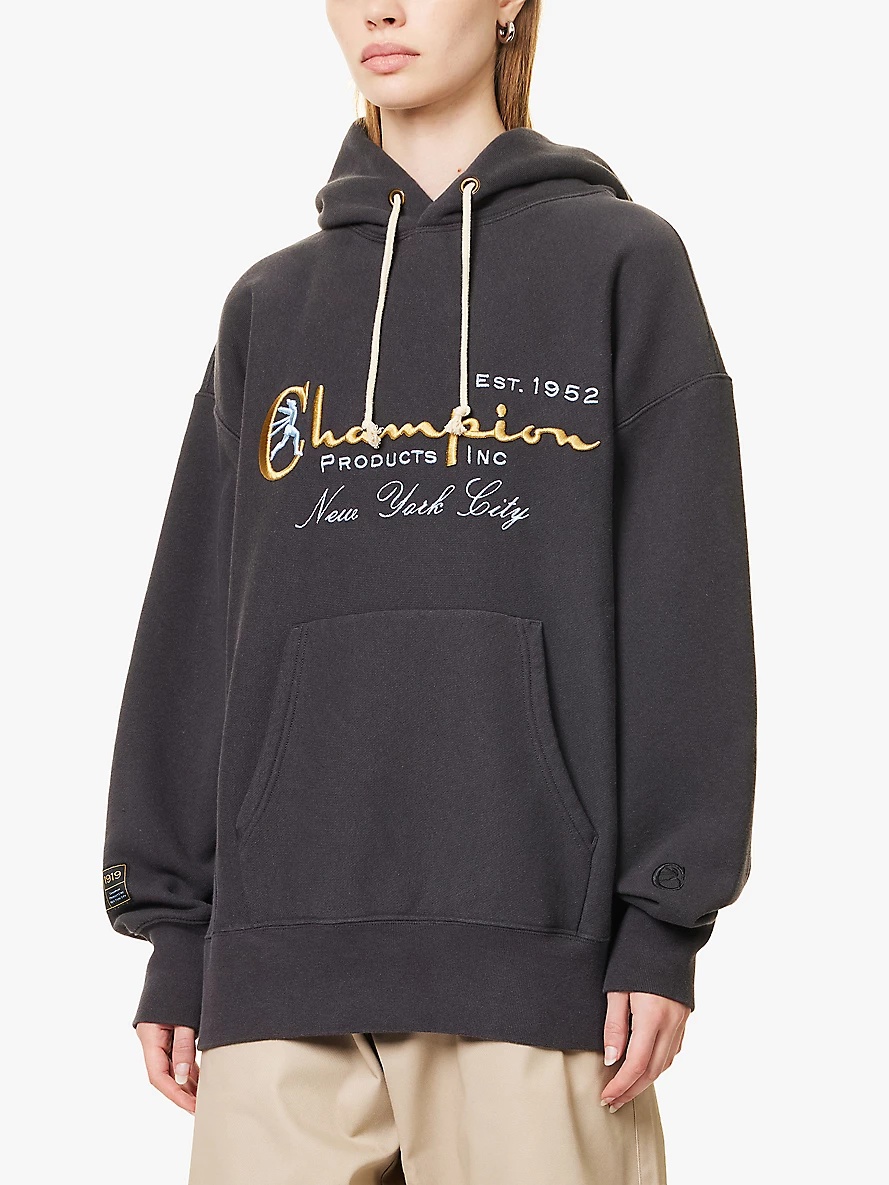 Brand-embroidered relaxed-fit cotton-blend jersey hoody - 3