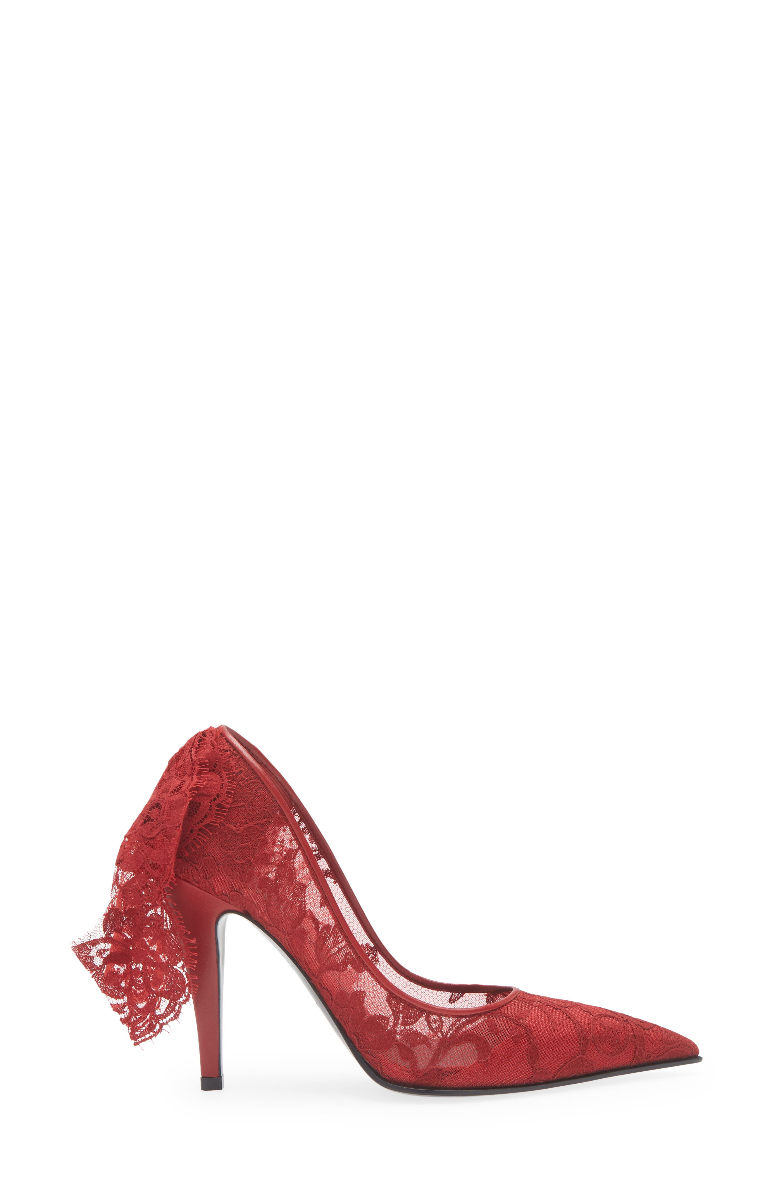 McQueen Drape Lace Pointed Toe Pump in Crimson at Nordstrom - 3