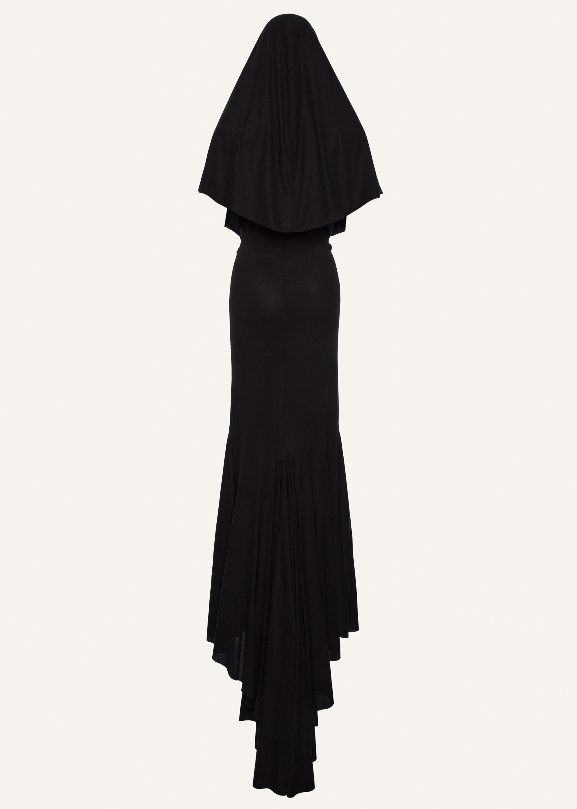 Hooded plunge maxi dress in black - 2