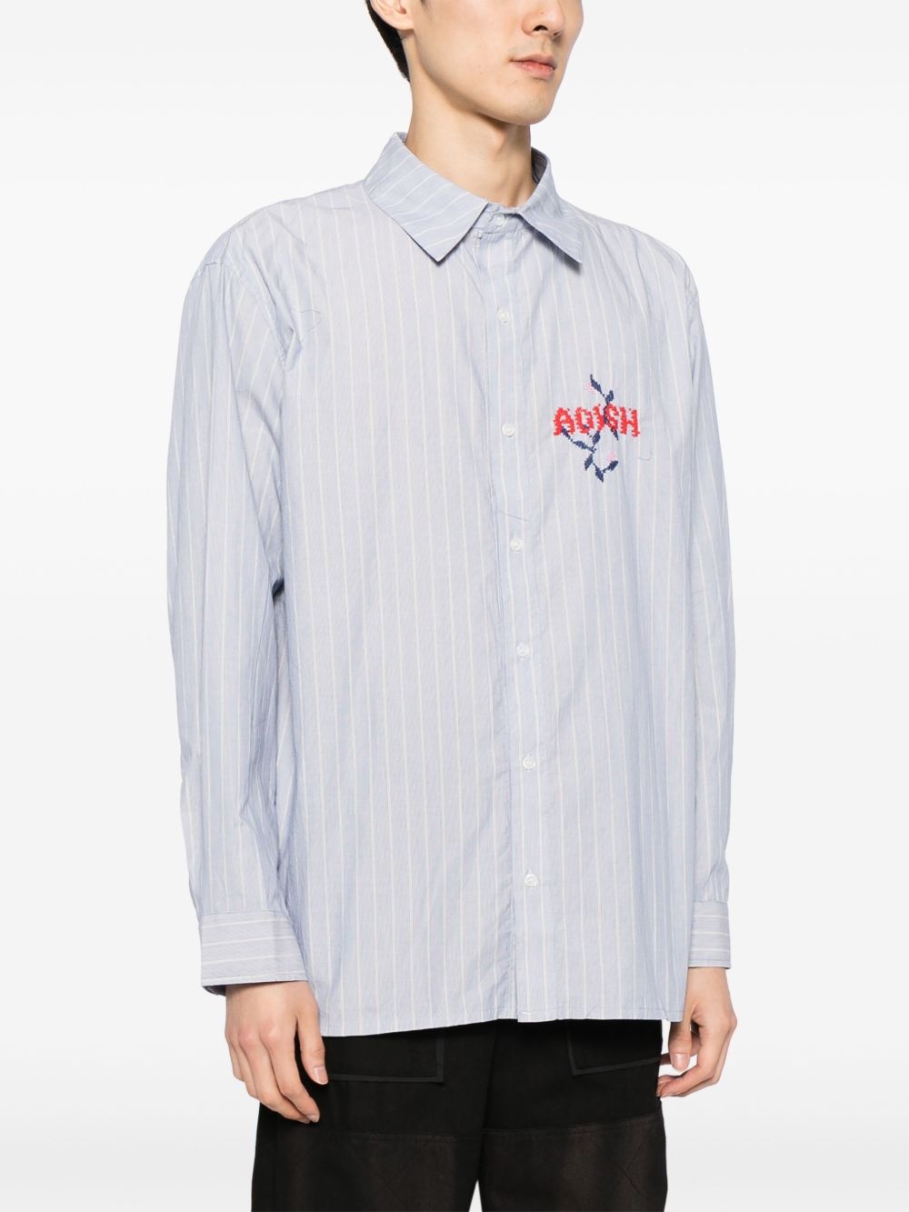 Nafnuf logo-embroidered striped shirt - 3