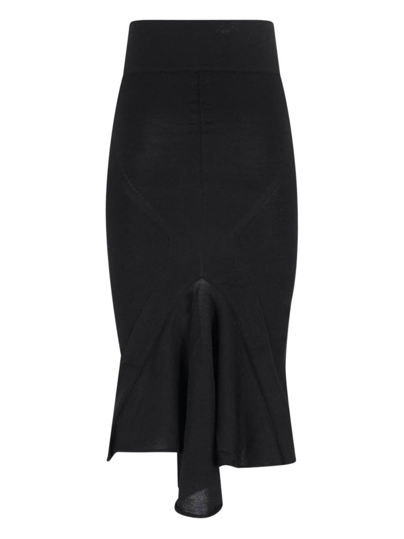 Rick Owens asymmetric fishtail midi skirt outlook