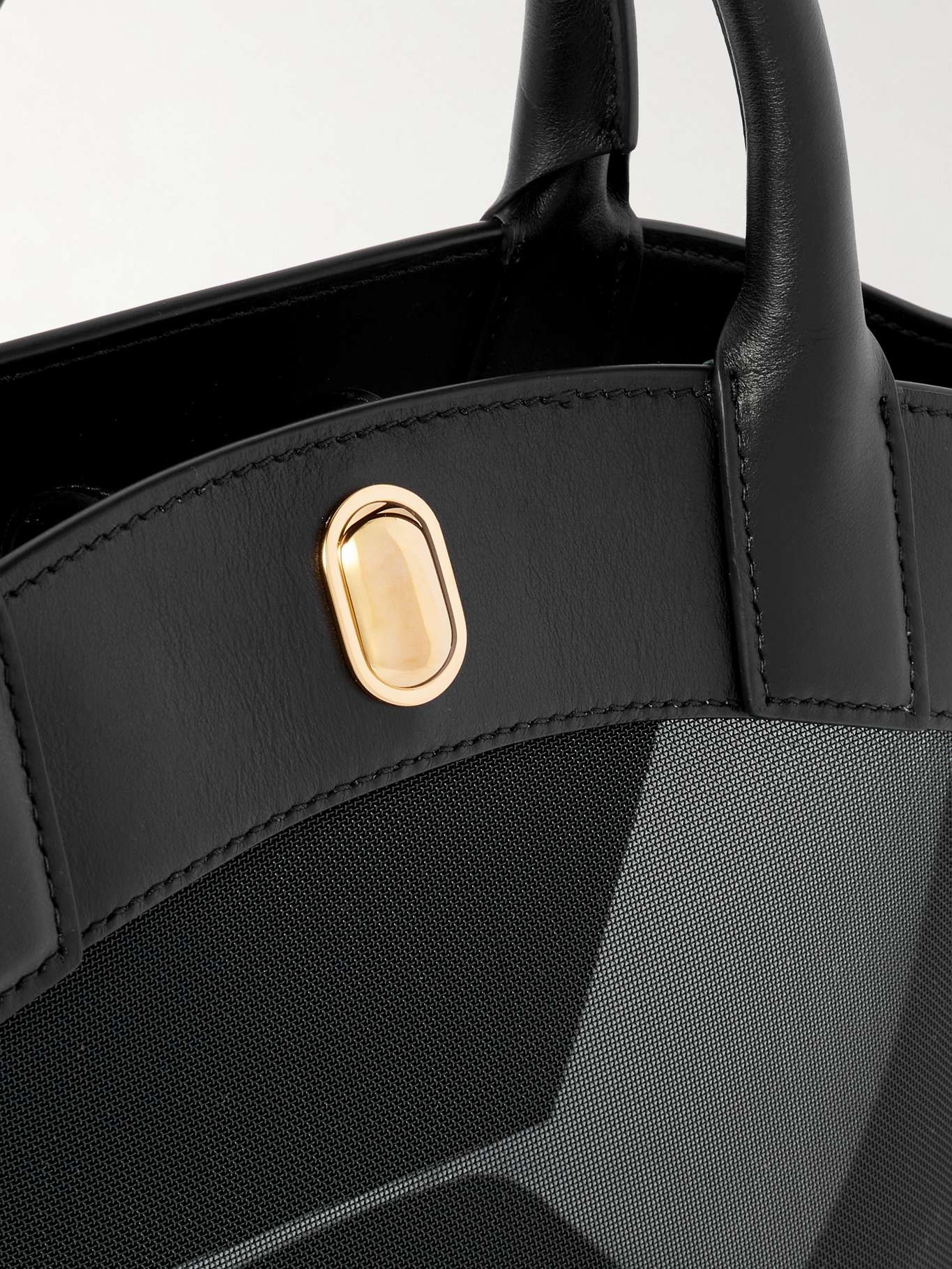 Tondo leather-trimmed mesh tote Black - 4