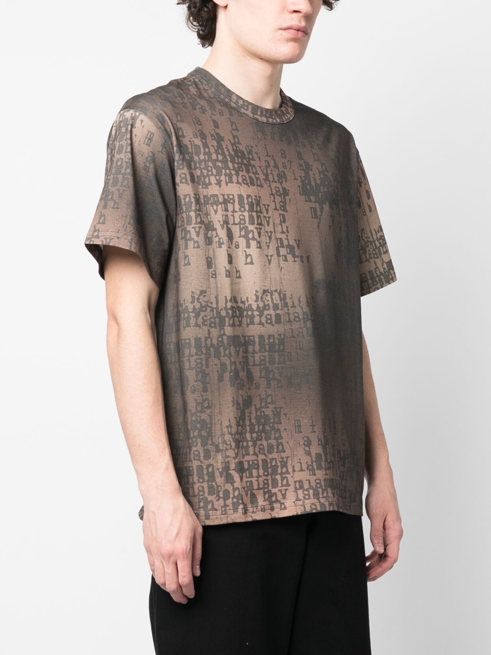 logo-print bleached T-shirt - 3