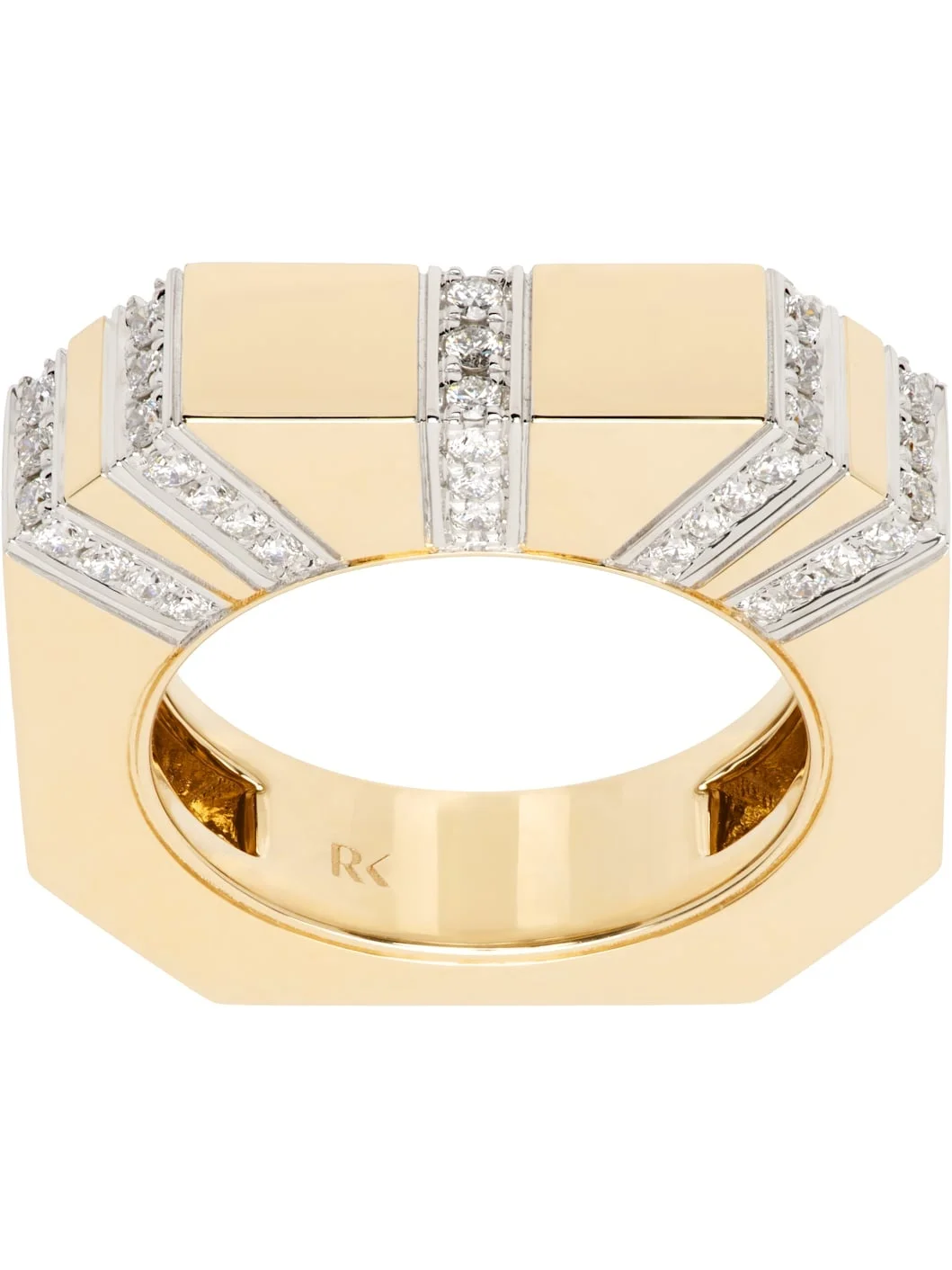 Gold Bold Line Pavé Ring - 1