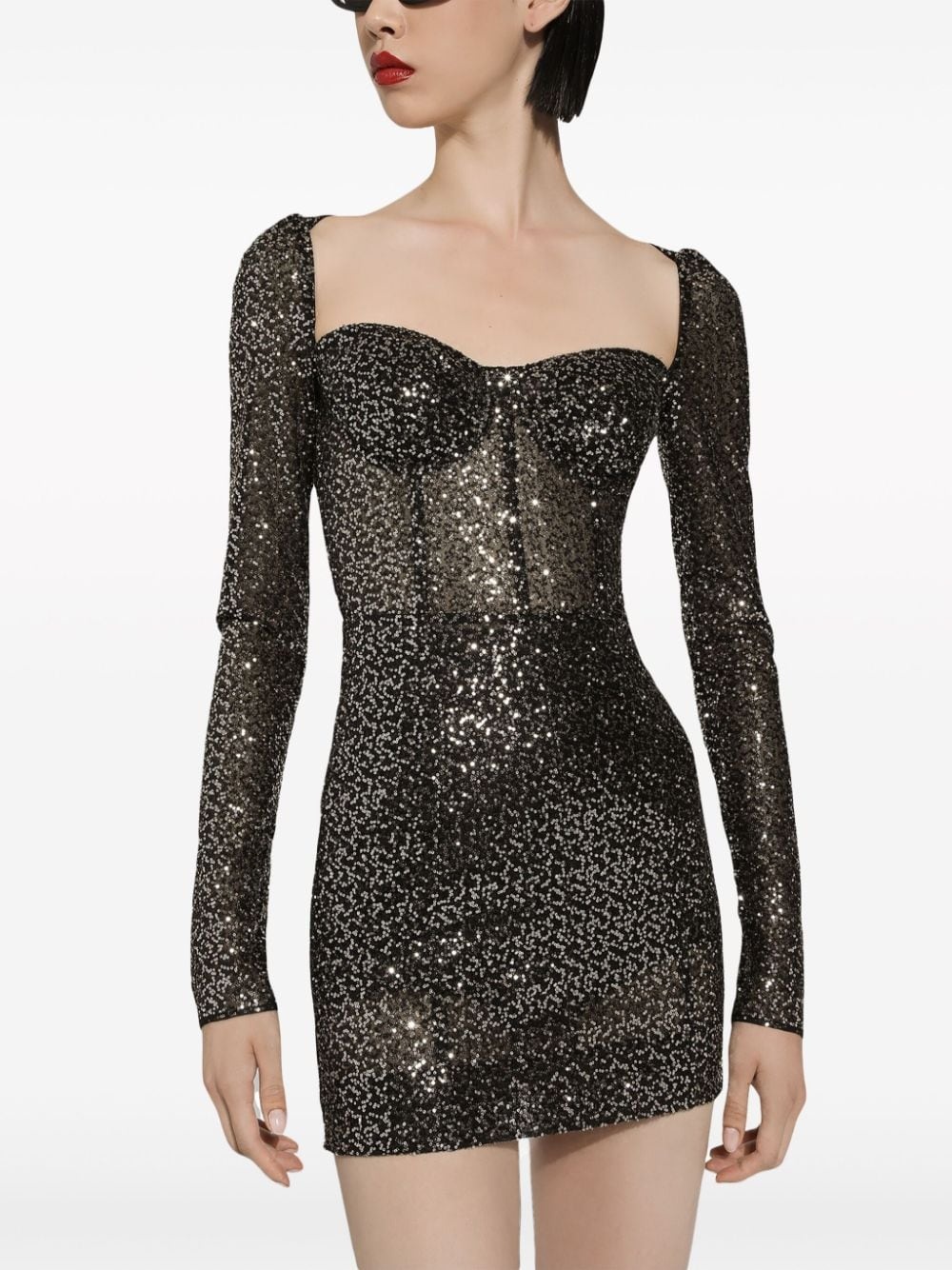 sequin-embellished bustier minidress - 5