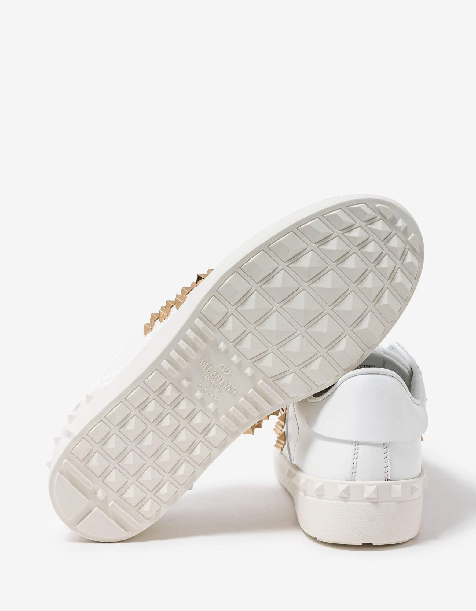 Valentino White & Gold Rockstud Untitled Trainers - 5