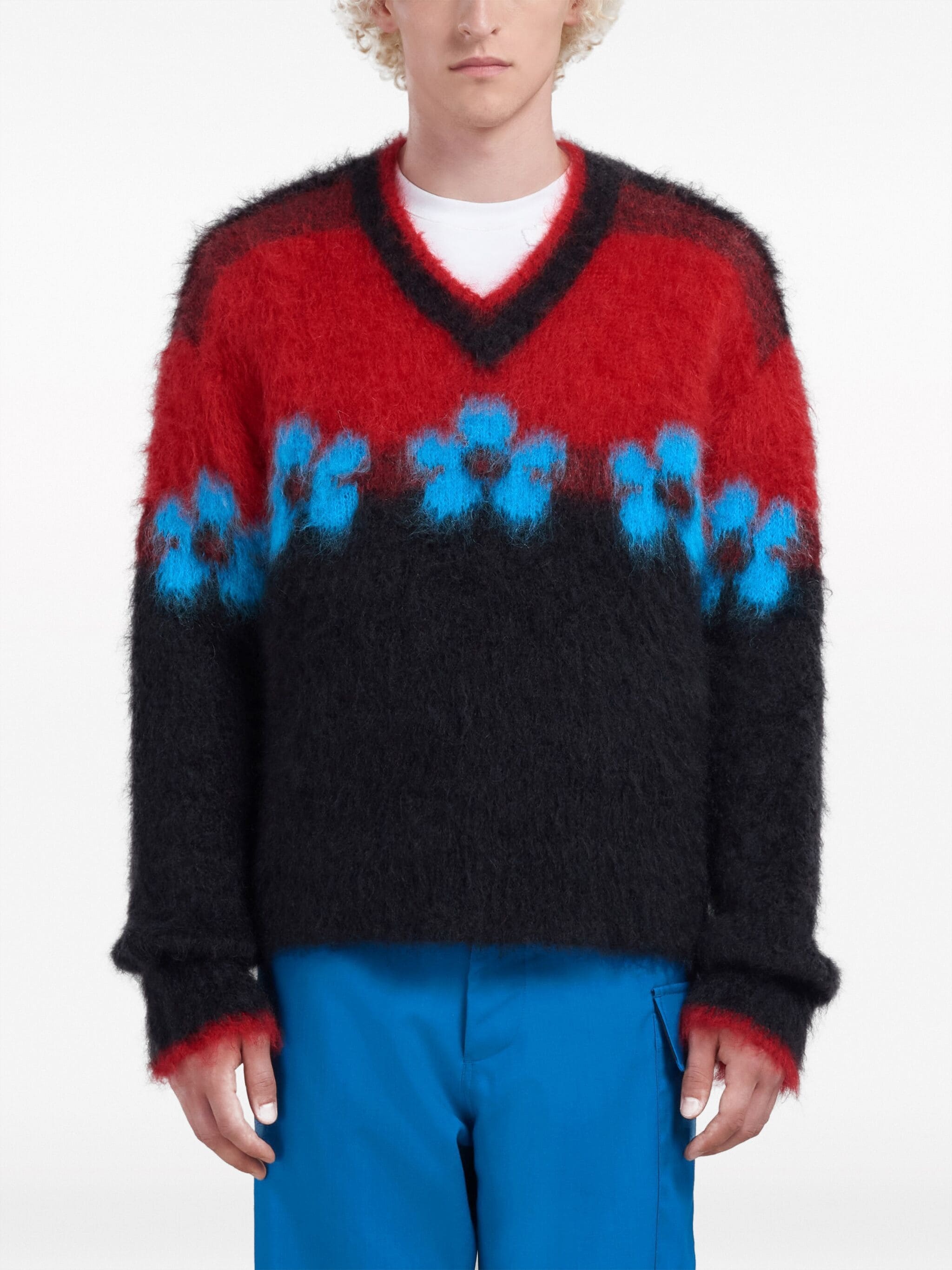 MARNI Men V-Neck Floral Pattern Sweater - 1