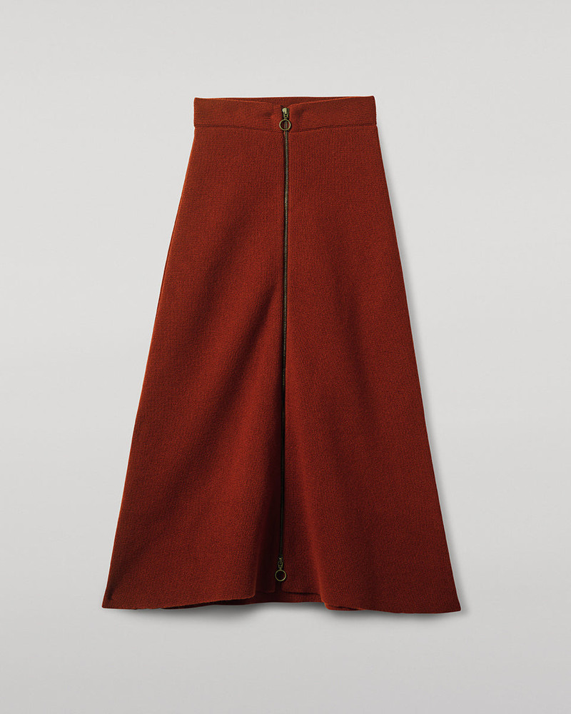 A-Line Milano Red Cashmere Skirt 1