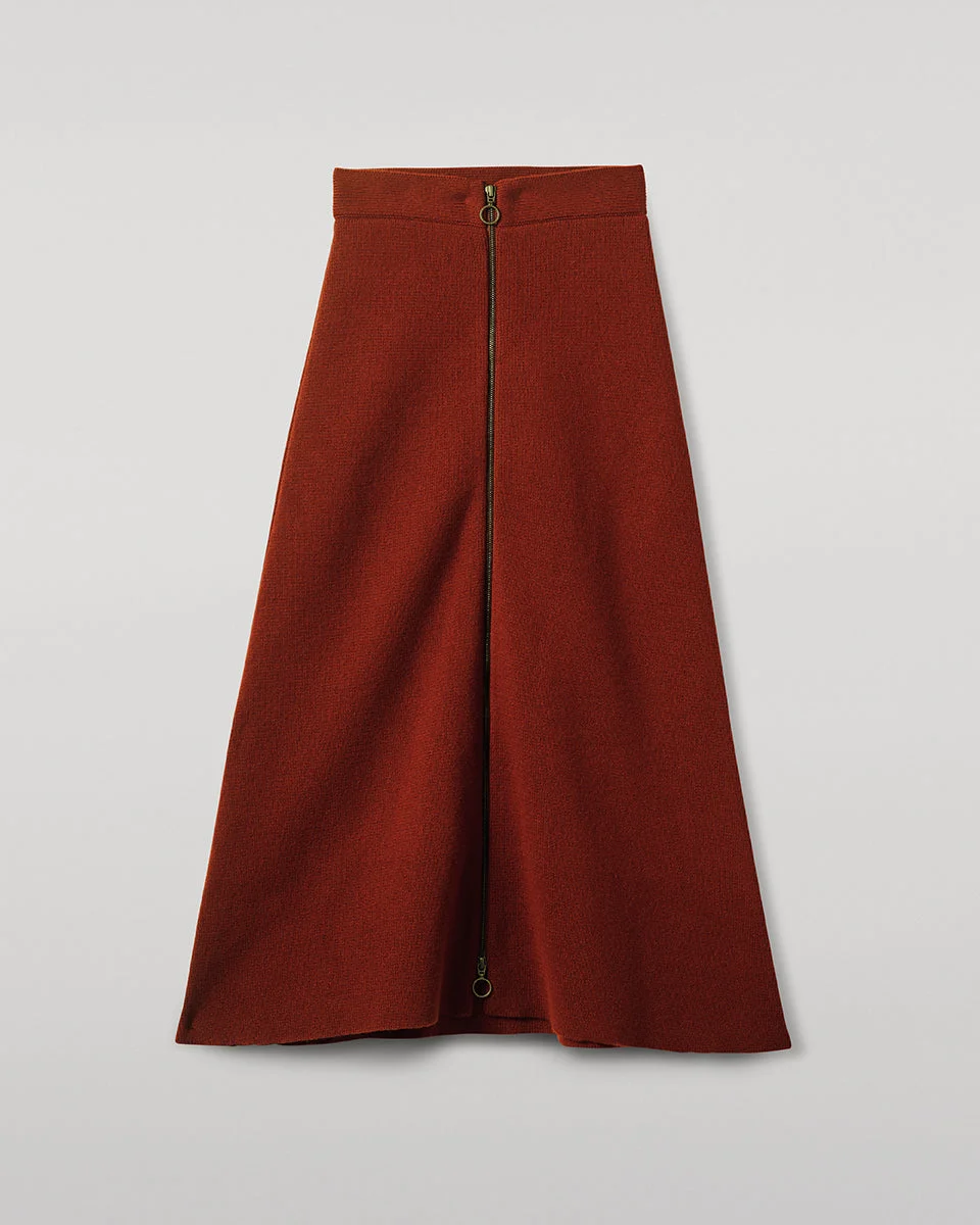 A-Line Milano Red Cashmere Skirt - 1