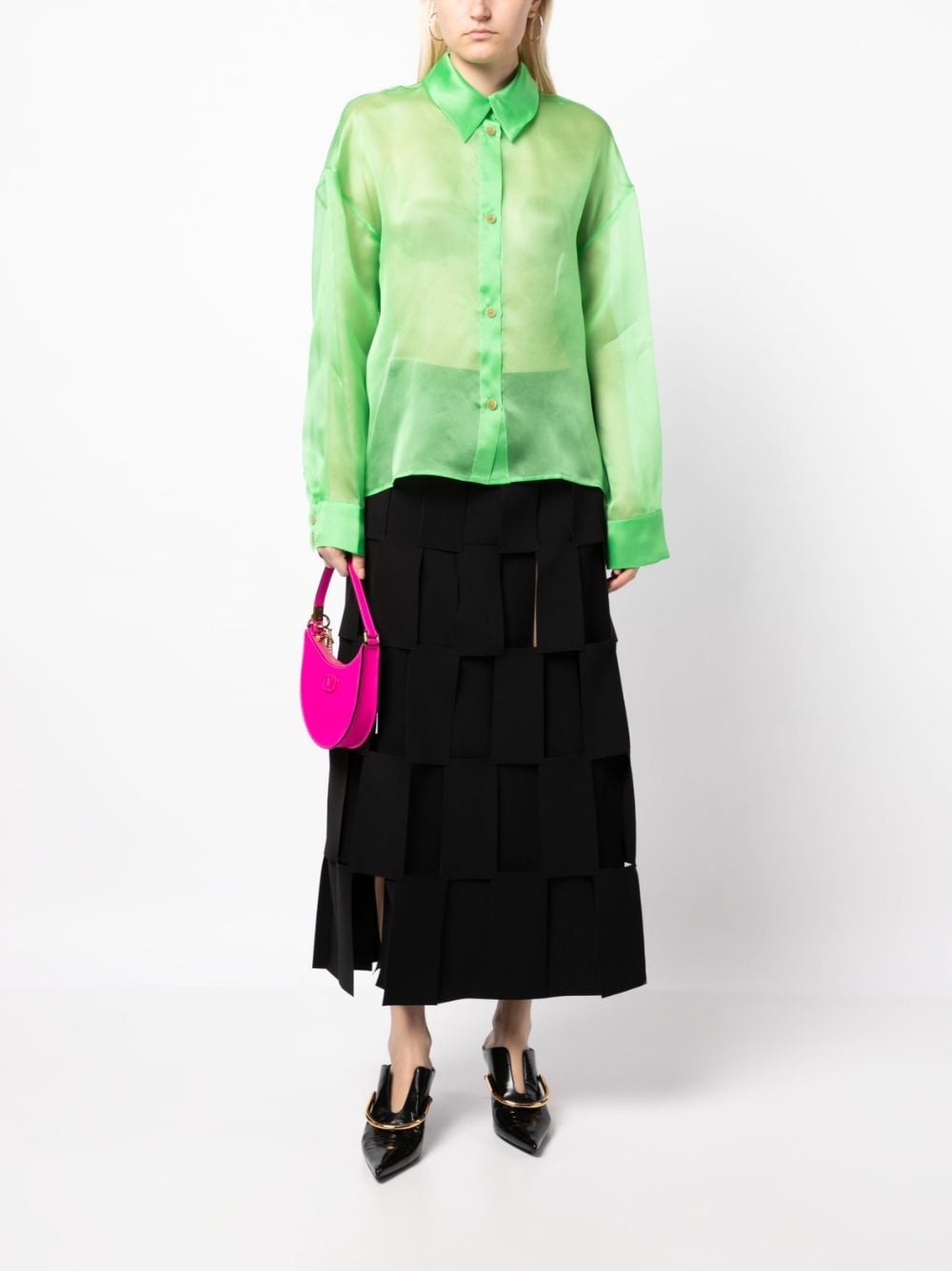 semi-sheer silk-organza shirt - 2