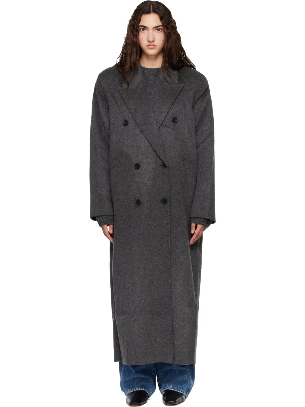 Gray Gaia Double-Breasted Coat - 1