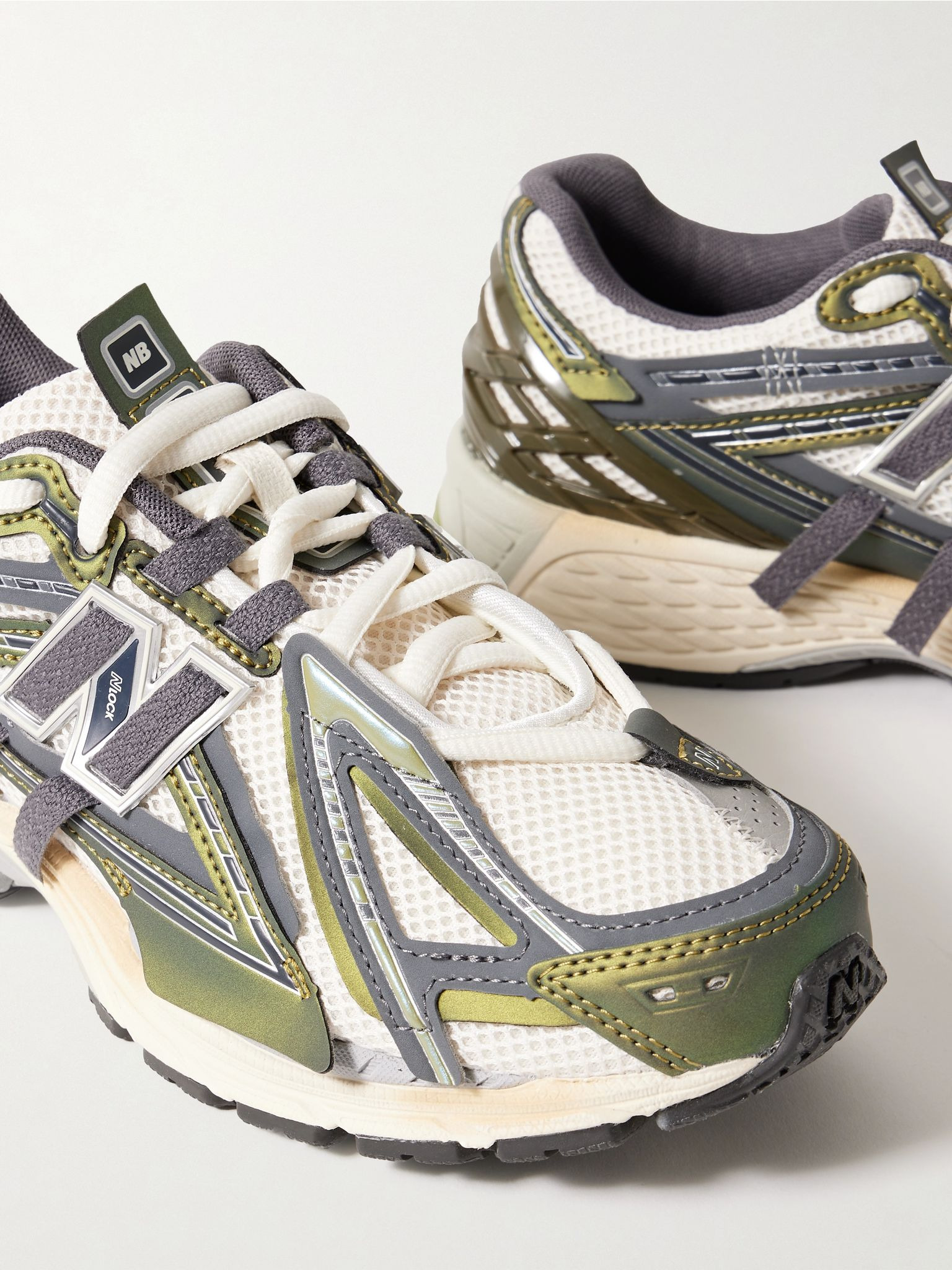 1906A rubber-trimmed mesh sneakers Army green - 4