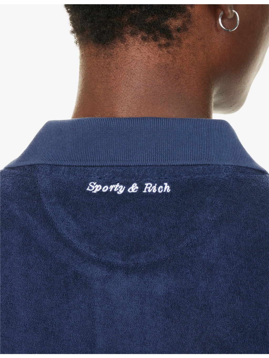 April Eden Script Terry-Cotton Polo Top - 5