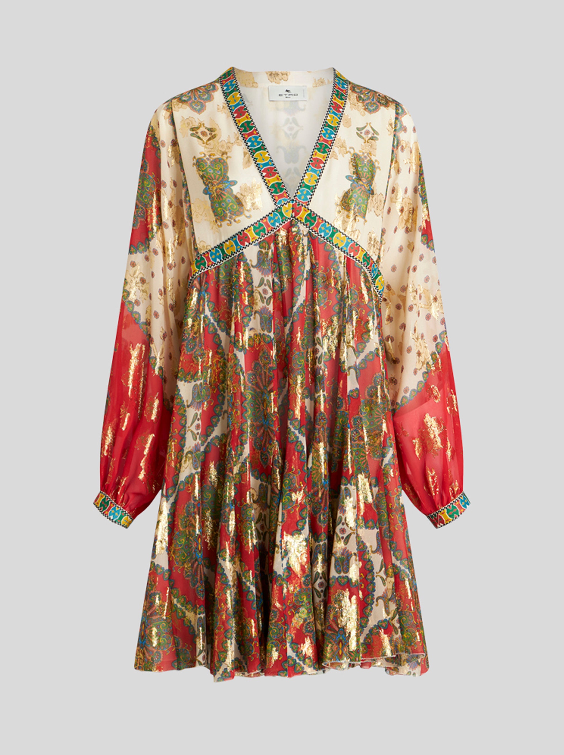 FLORAL PAISLEY PRINT SILK DRESS - 1