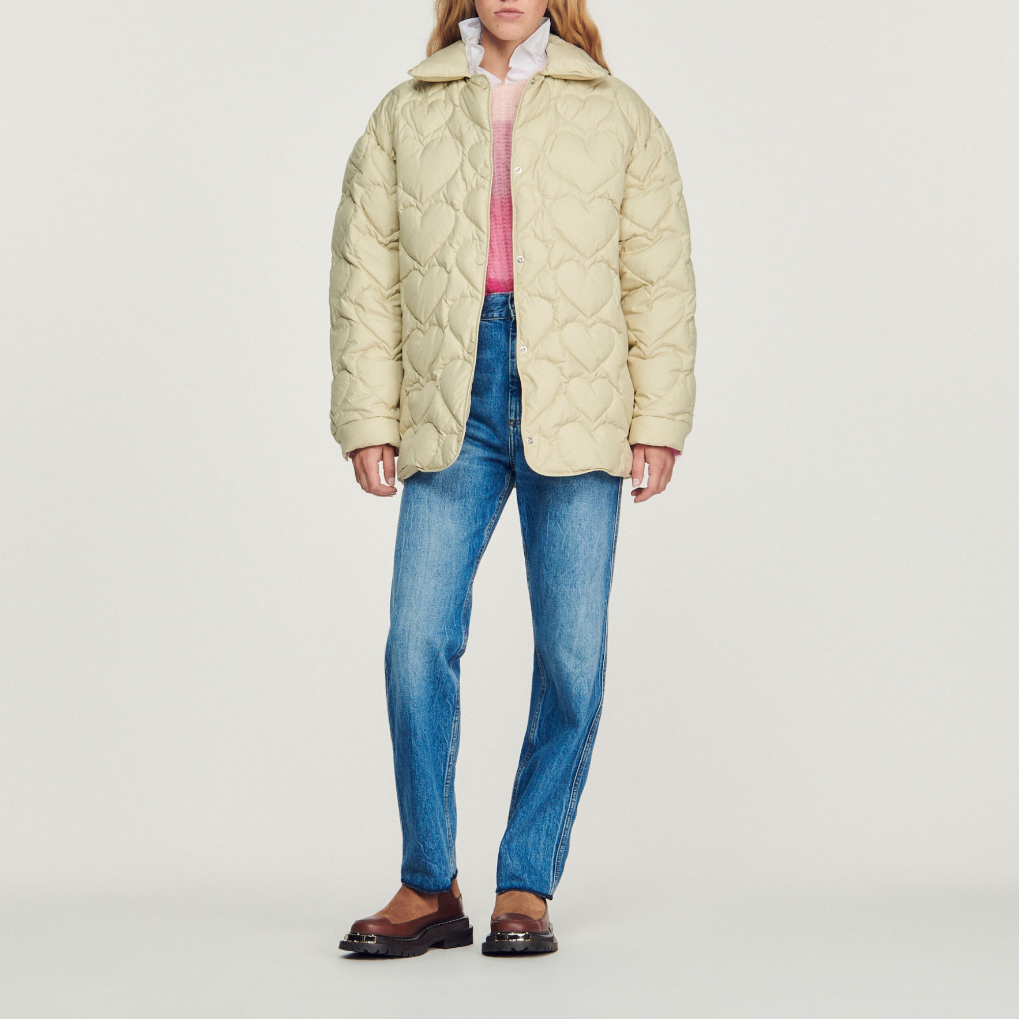 Oversized padded jacket with hearts - 3