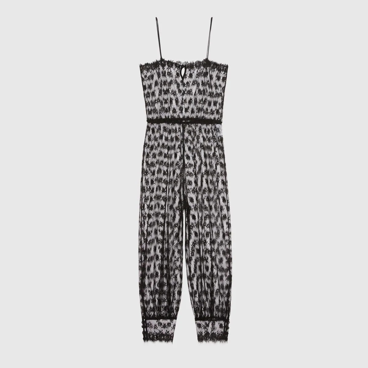 Black floral lace jumpsuit - 2