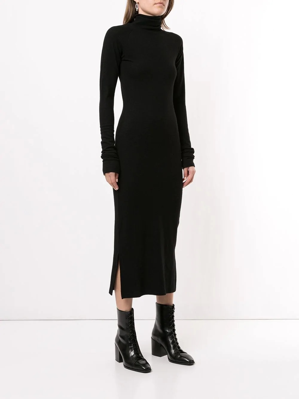 roll neck fitted wool dress - 3