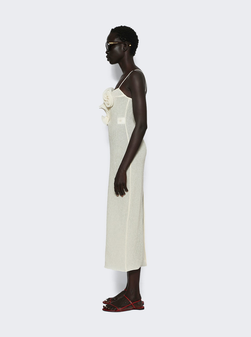Sleveless Crepe Beach Midi Length Cream - 3