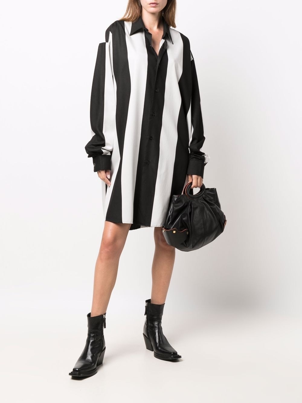 vertical-stripe shirt dress - 2